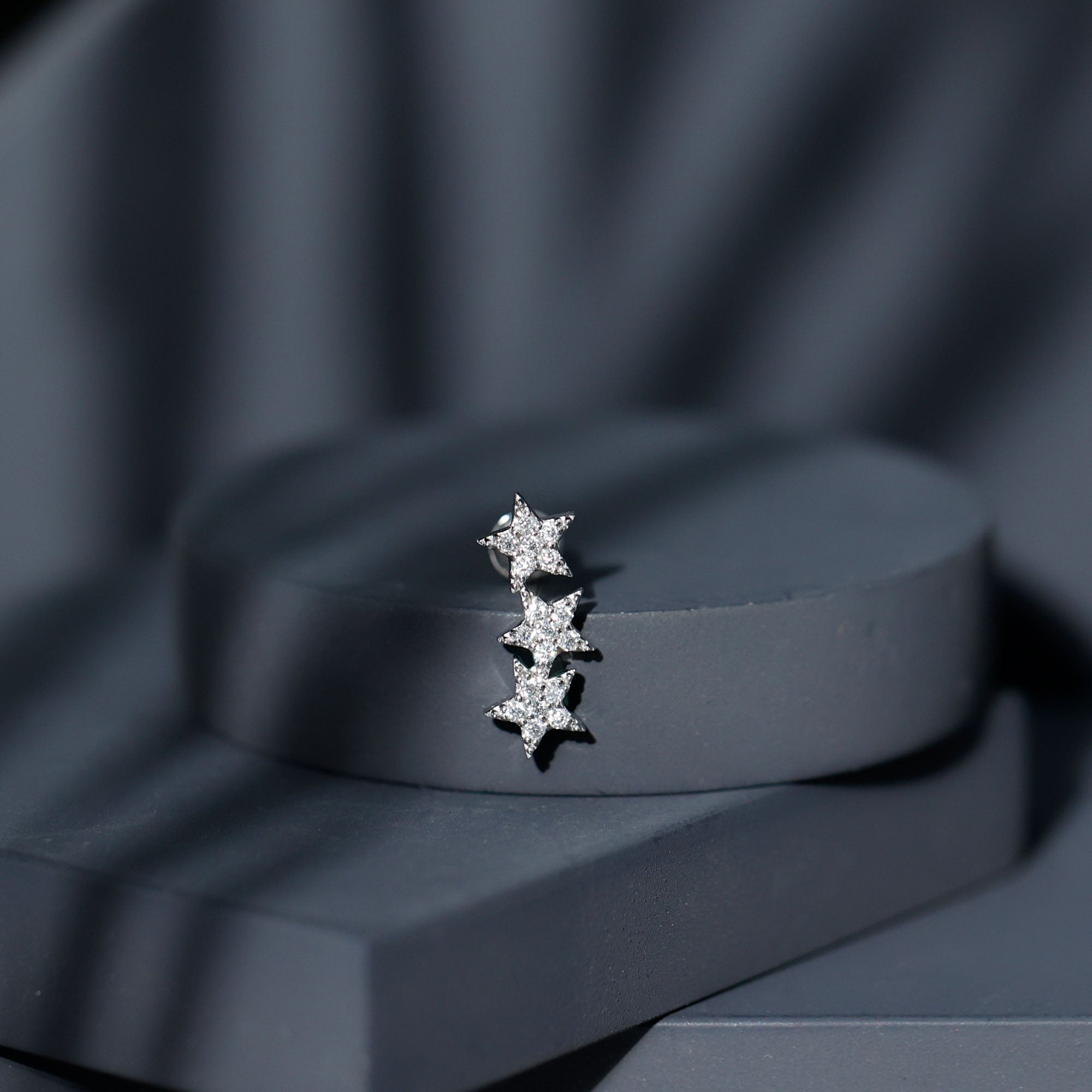 Certified Moissanite Star Ear Crawler Earring D-VS1 - Rosec Jewels