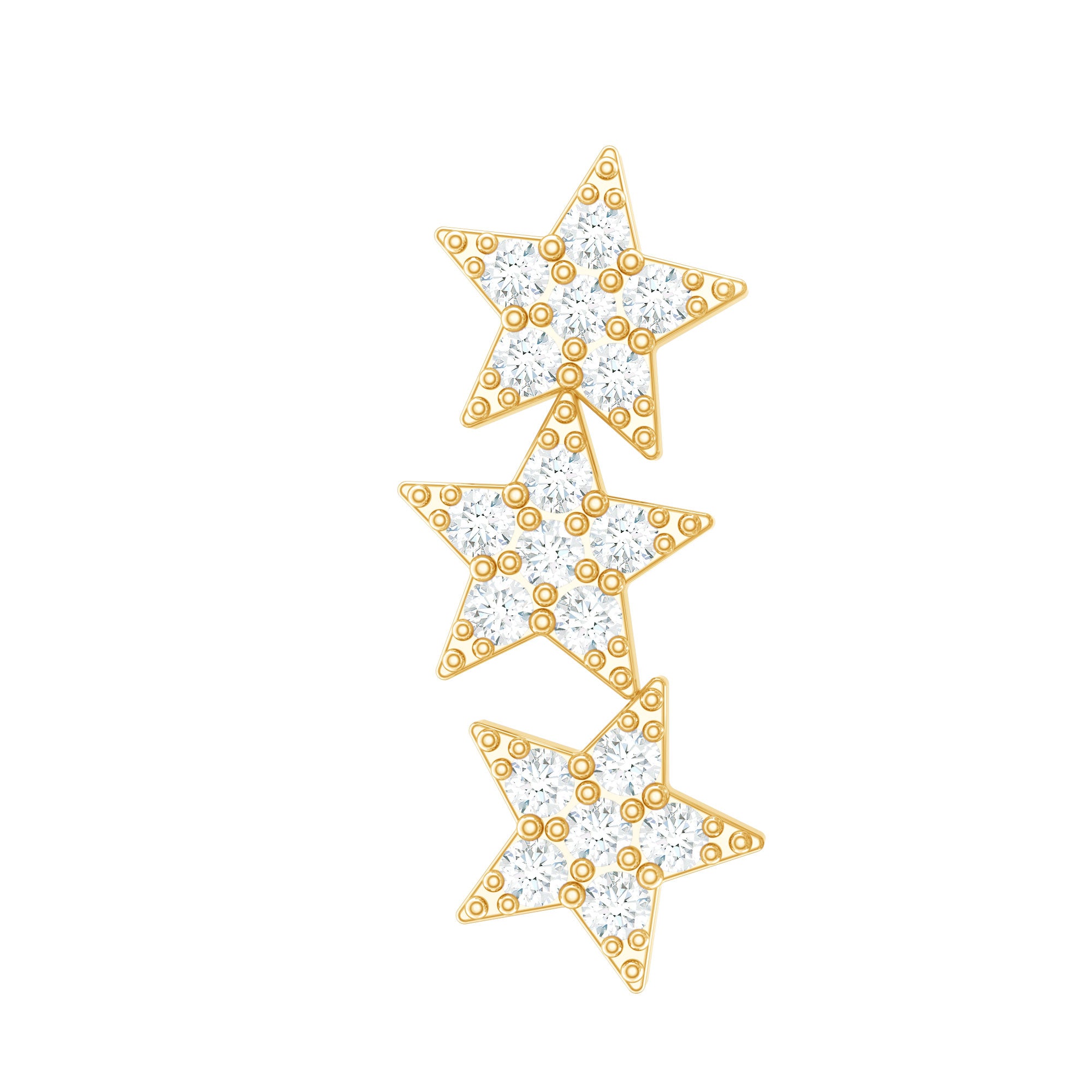 Certified Moissanite Star Ear Crawler Earring D-VS1 - Rosec Jewels