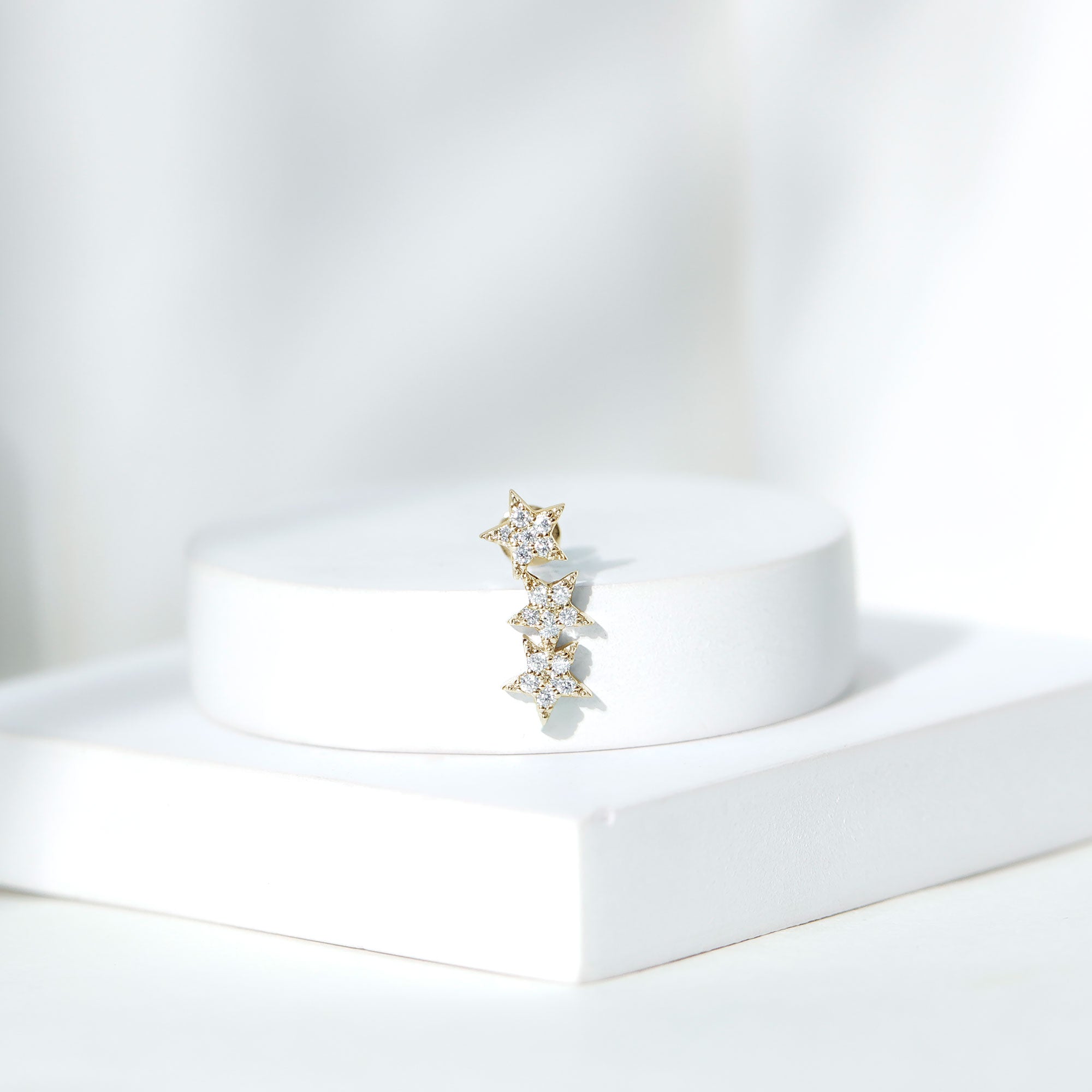 Certified Moissanite Star Ear Crawler Earring D-VS1 - Rosec Jewels