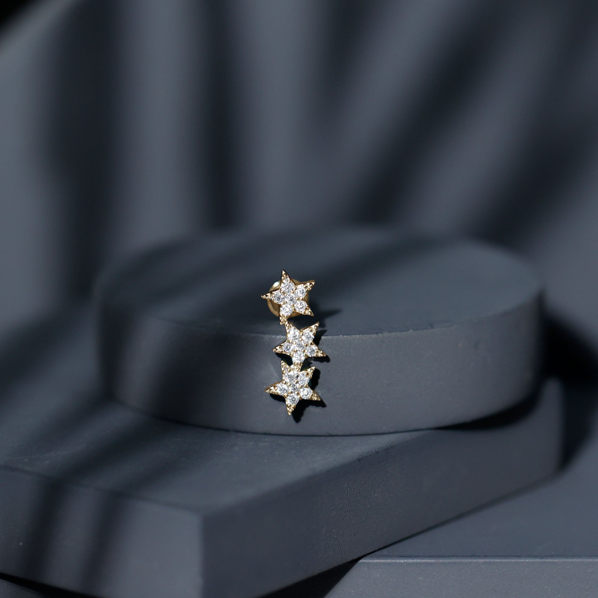 Certified Moissanite Star Ear Crawler Earring D-VS1 - Rosec Jewels