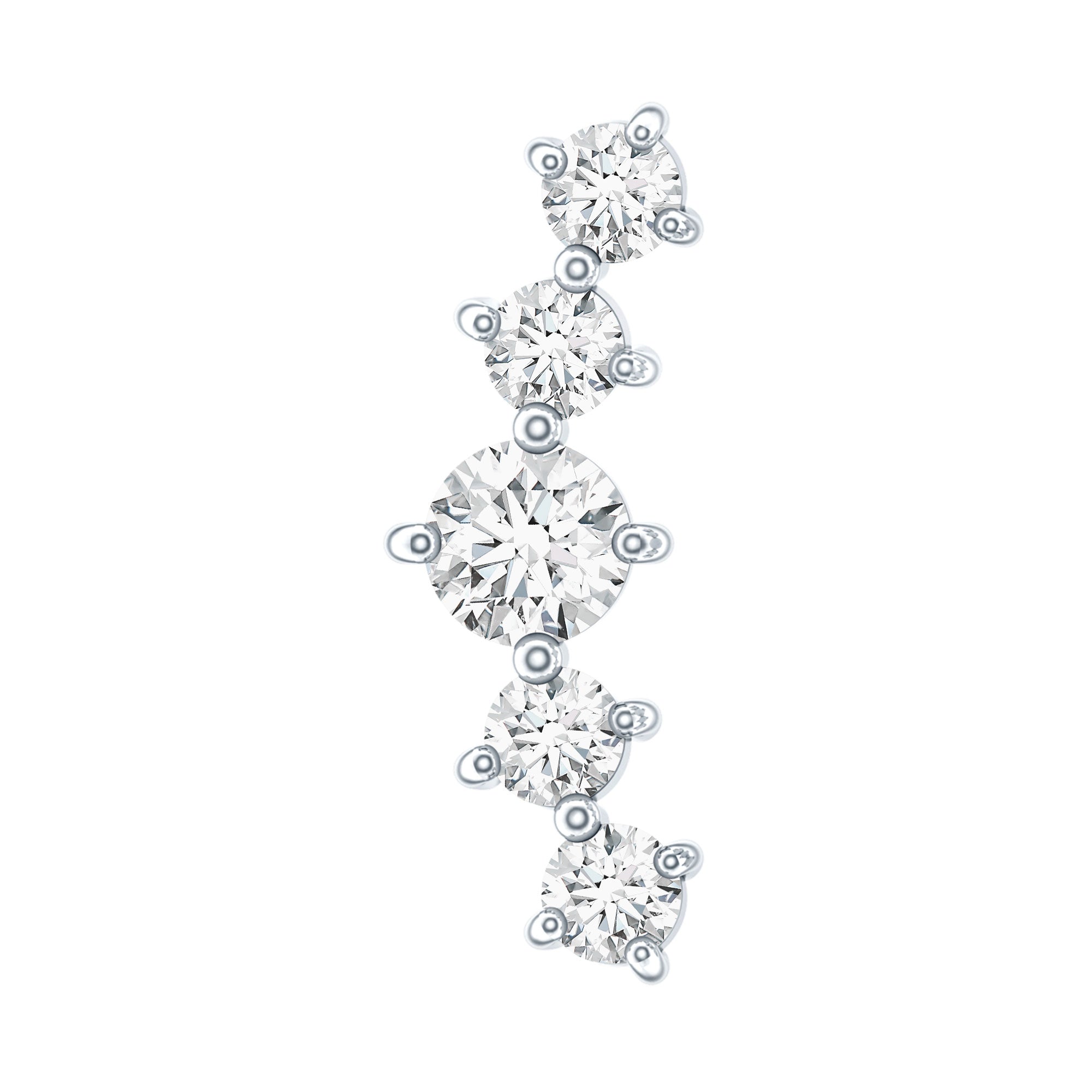 Graduated Style Diamond Crawler Earring for Women Natural - ( HI-SI ) - Rosec Jewels