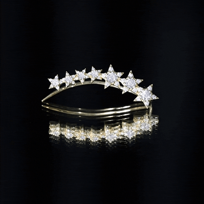 Moissanite Star Climber Earring for Cartilage Piercing D-VS1 - Rosec Jewels
