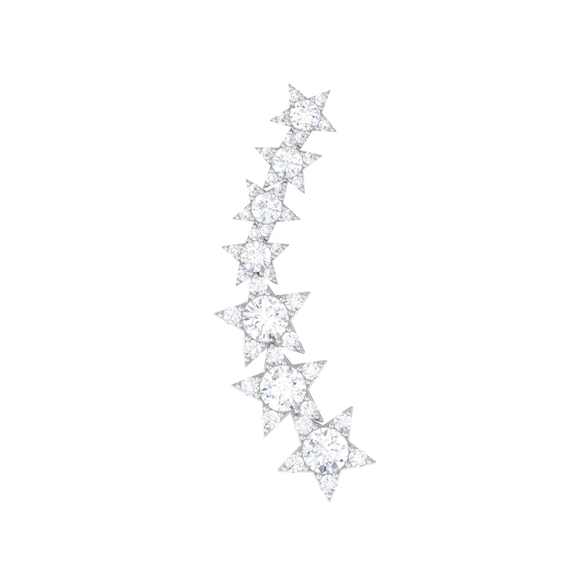 Moissanite Star Climber Earring for Cartilage Piercing D-VS1 - Rosec Jewels