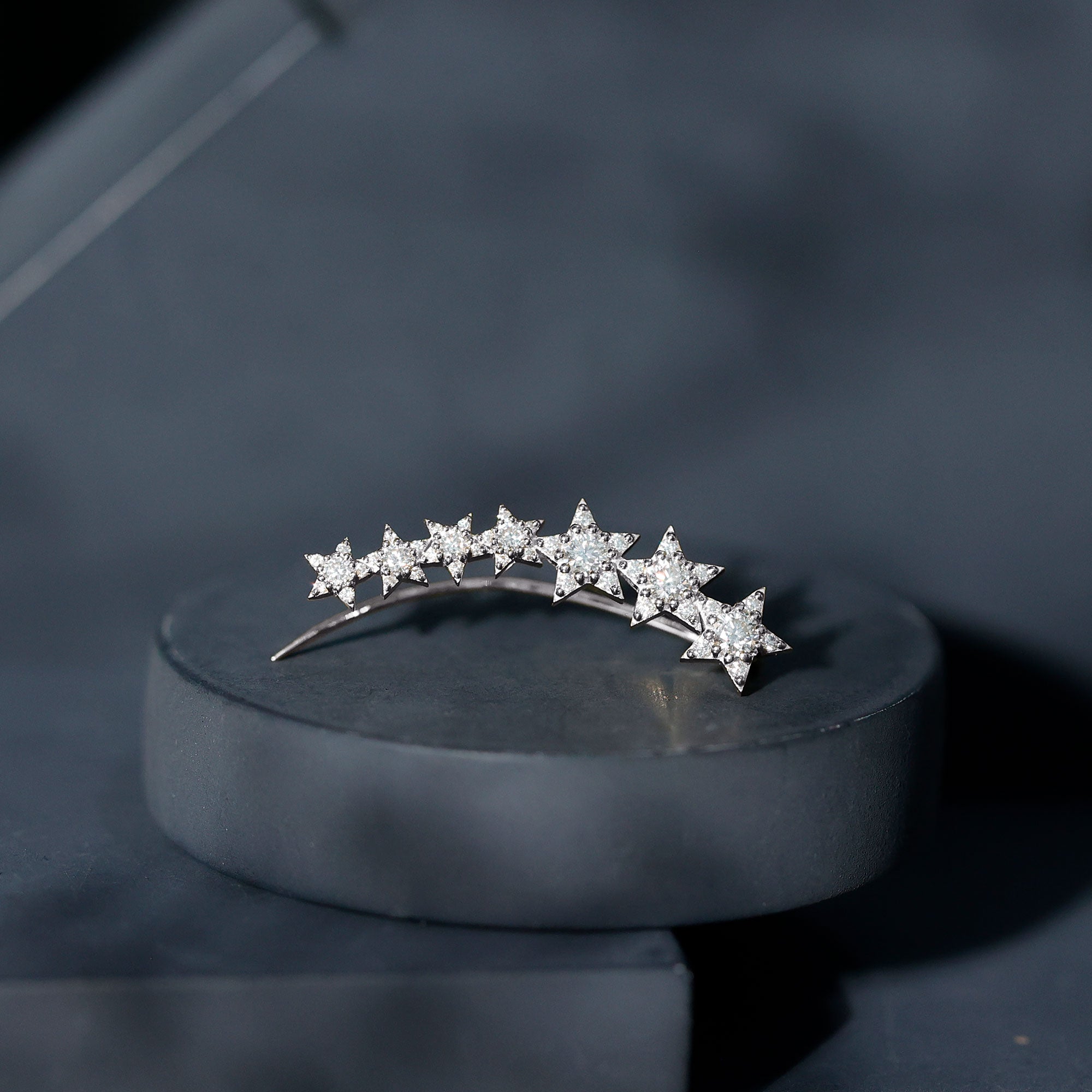 Moissanite Star Climber Earring for Cartilage Piercing D-VS1 - Rosec Jewels