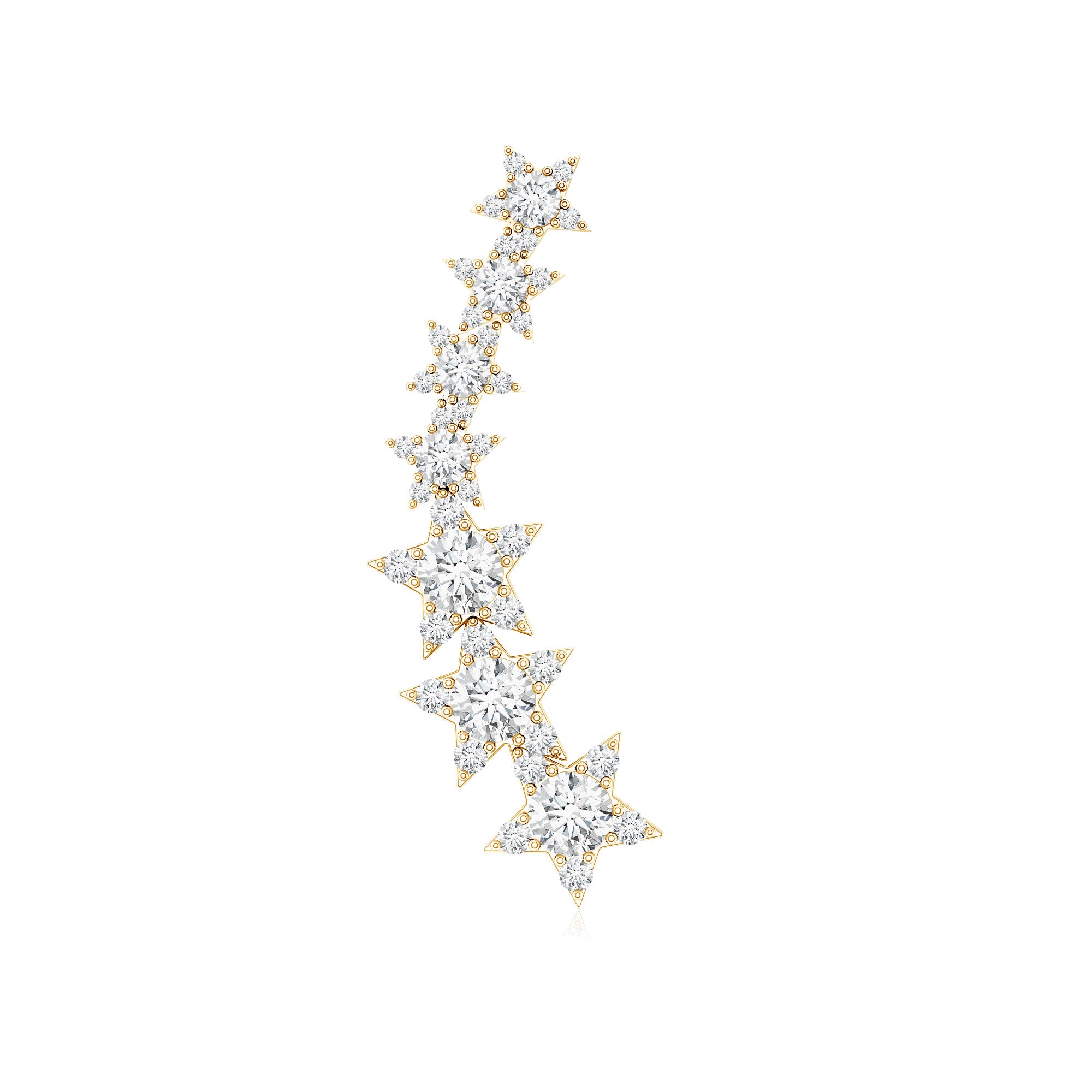 Moissanite Star Climber Earring for Cartilage Piercing D-VS1 - Rosec Jewels