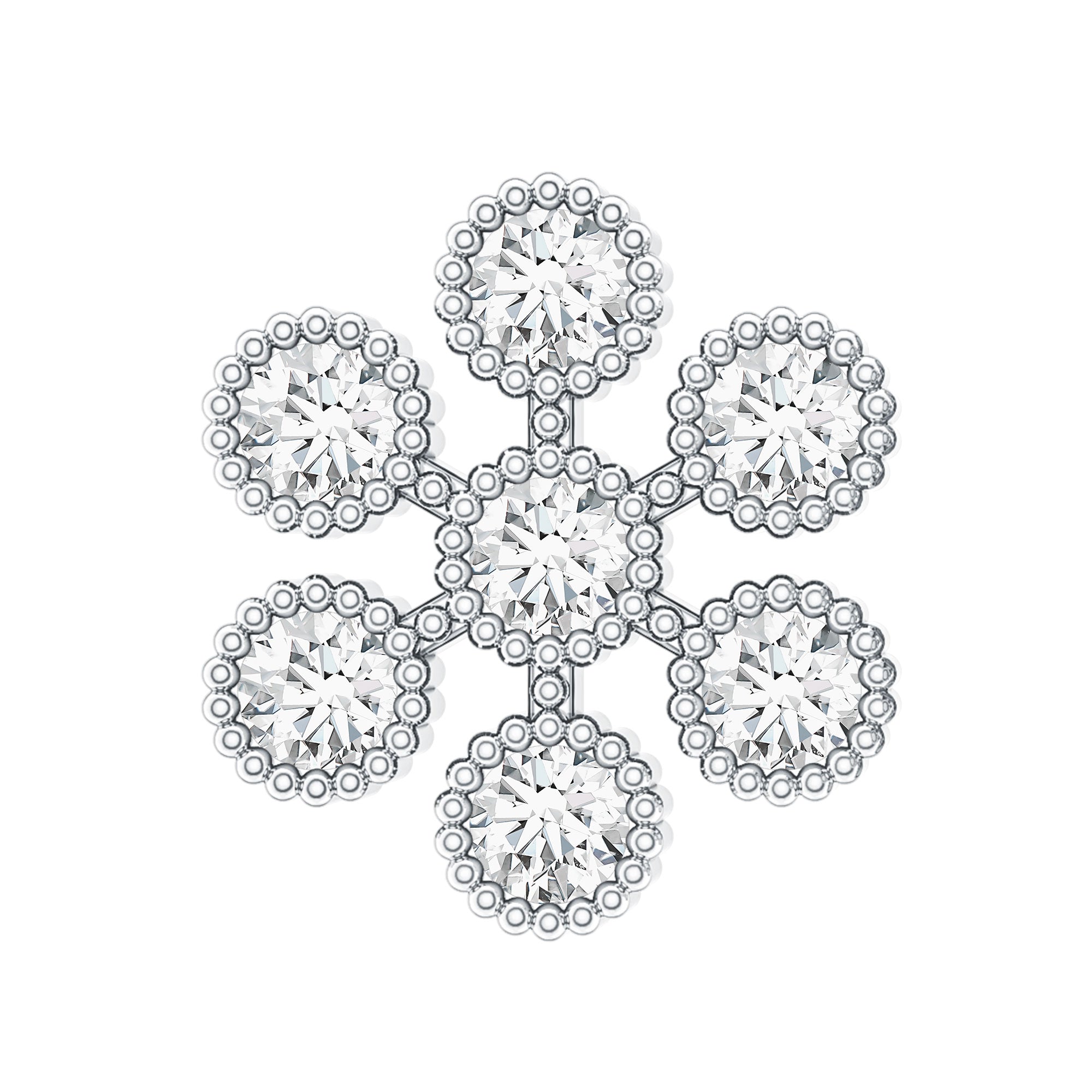 Moissanite Flower Cartilage Earring in Beaded Bezel Setting D-VS1 - Rosec Jewels