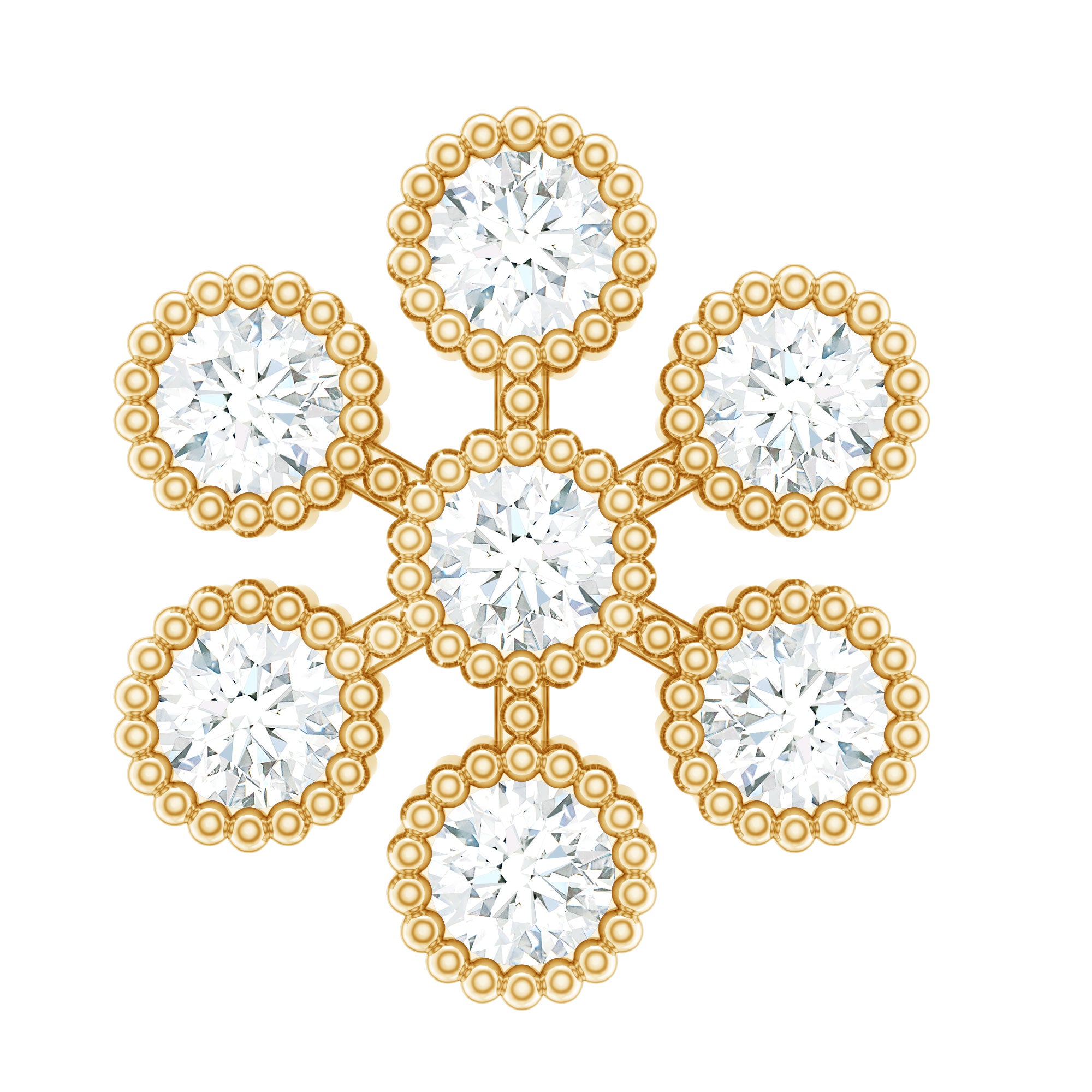 Moissanite Flower Cartilage Earring in Beaded Bezel Setting D-VS1 - Rosec Jewels