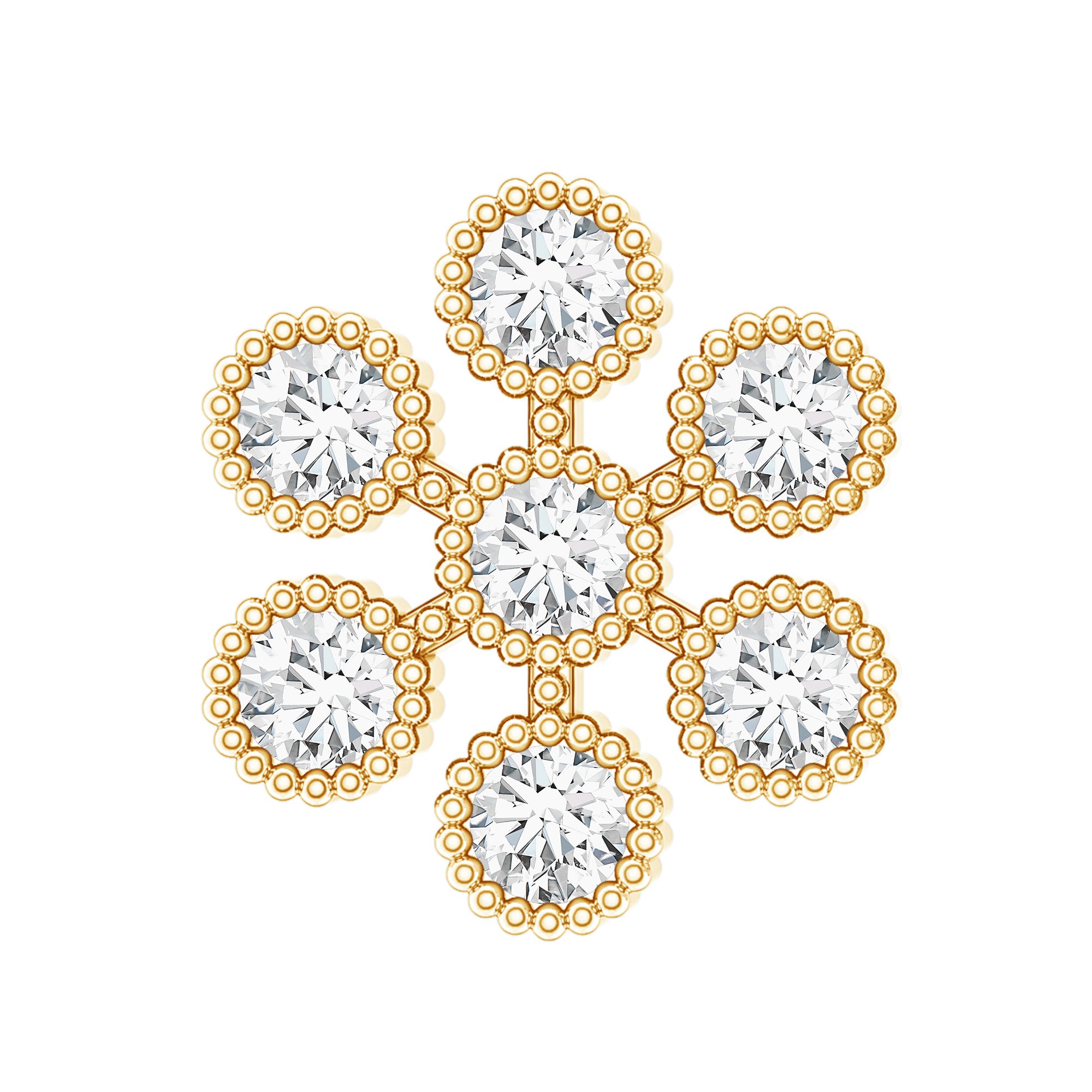 Moissanite Flower Cartilage Earring in Beaded Bezel Setting D-VS1 - Rosec Jewels