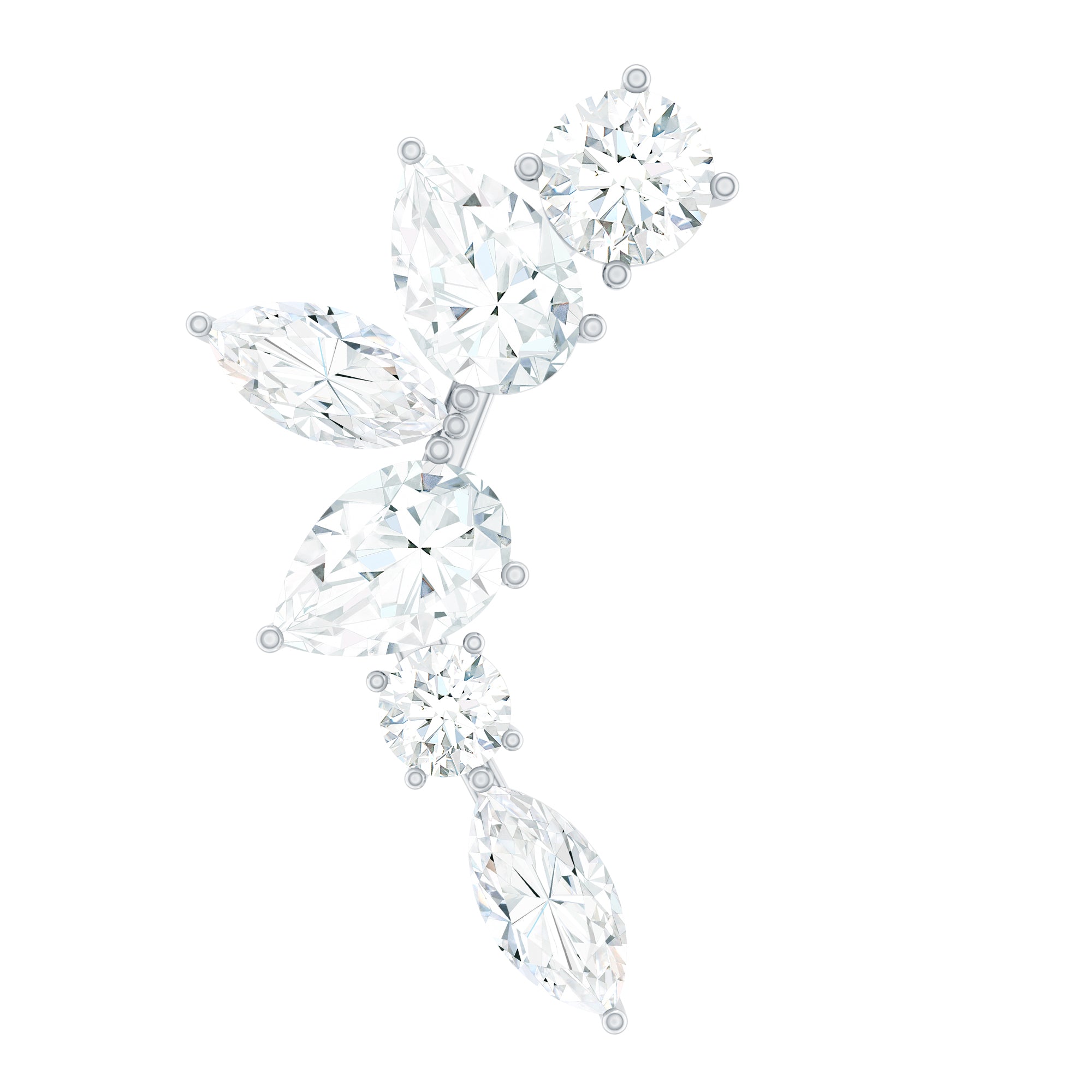 Certified Moissanite Curved Helix Earring for Women D-VS1 - Rosec Jewels