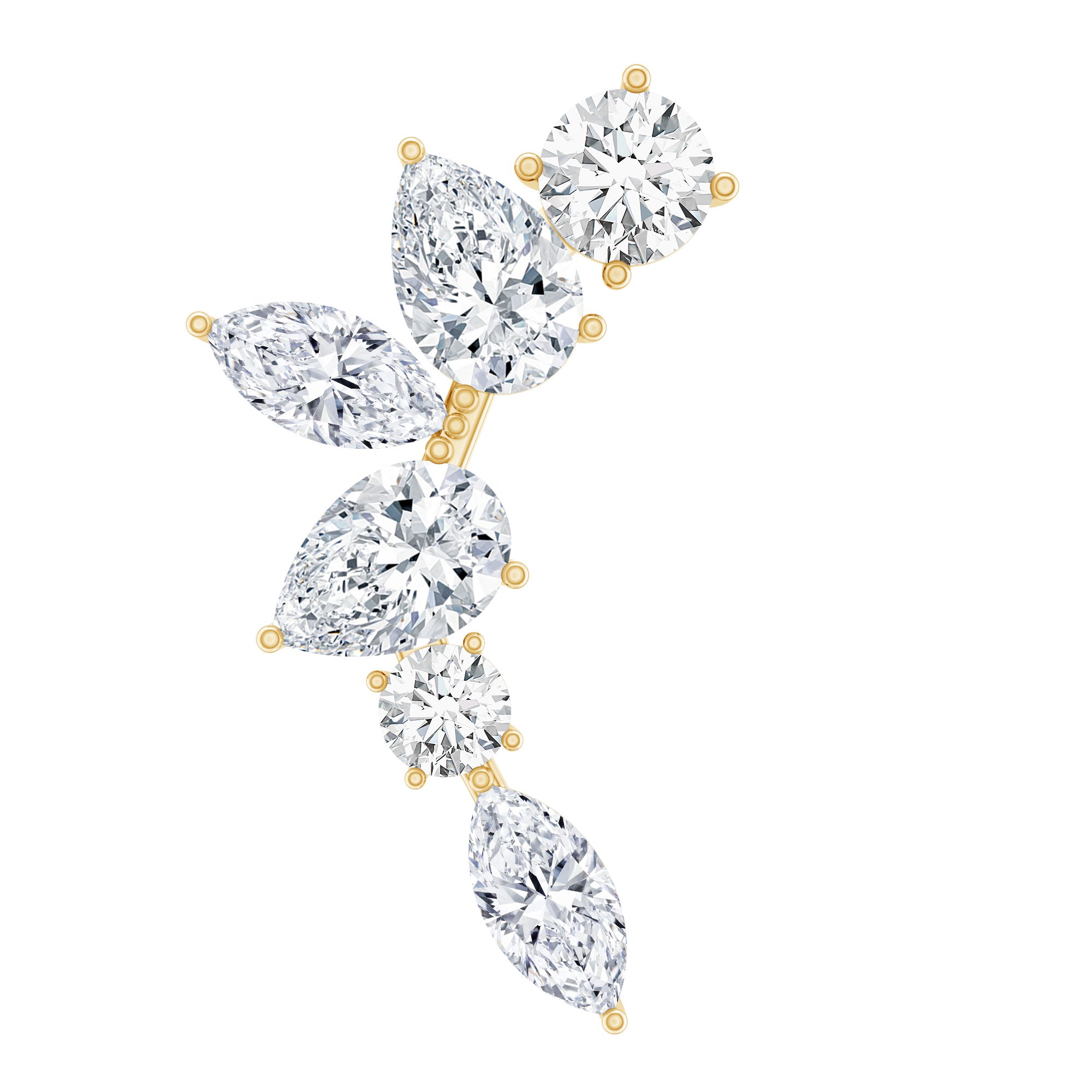Certified Moissanite Curved Helix Earring for Women D-VS1 - Rosec Jewels