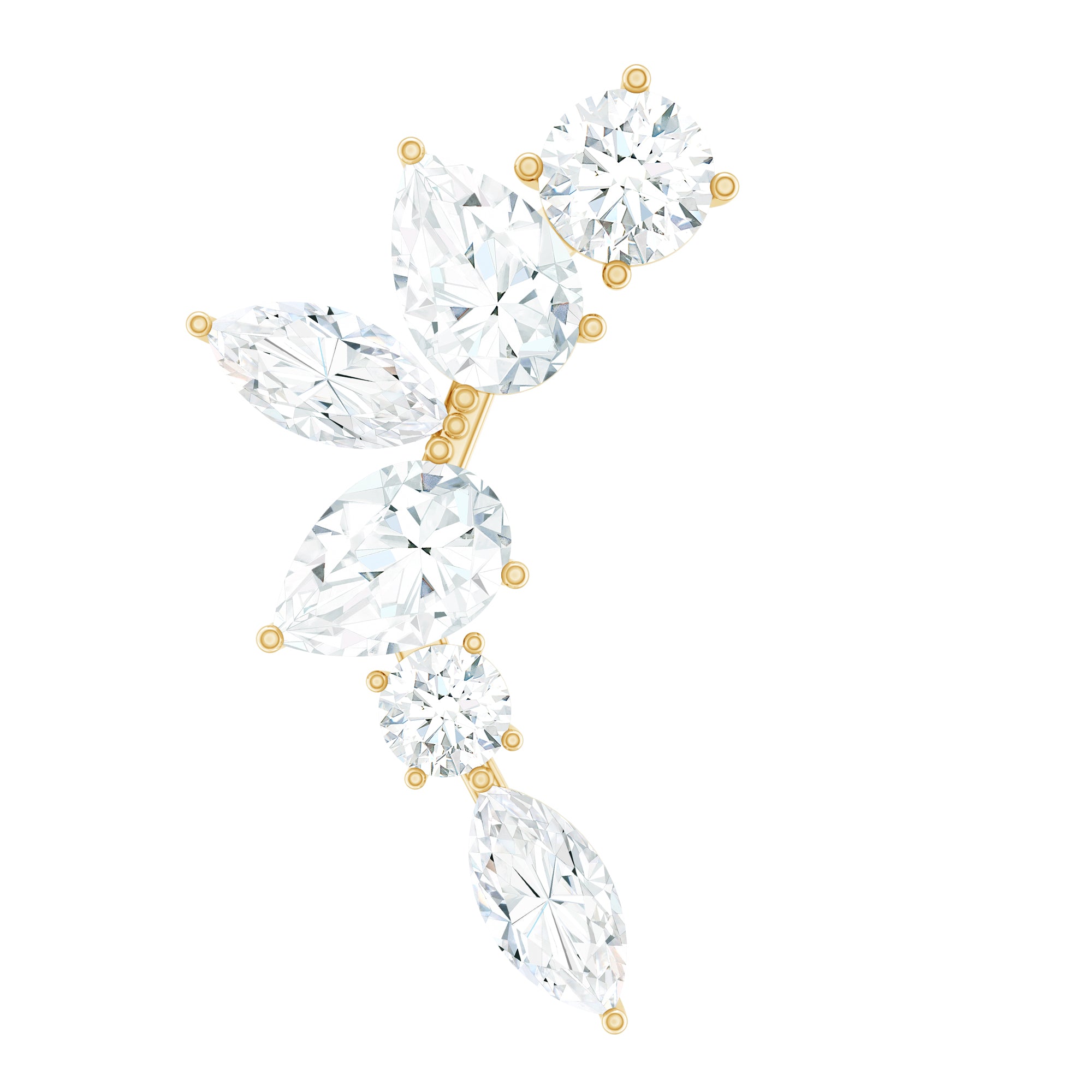 Certified Moissanite Curved Helix Earring for Women D-VS1 - Rosec Jewels