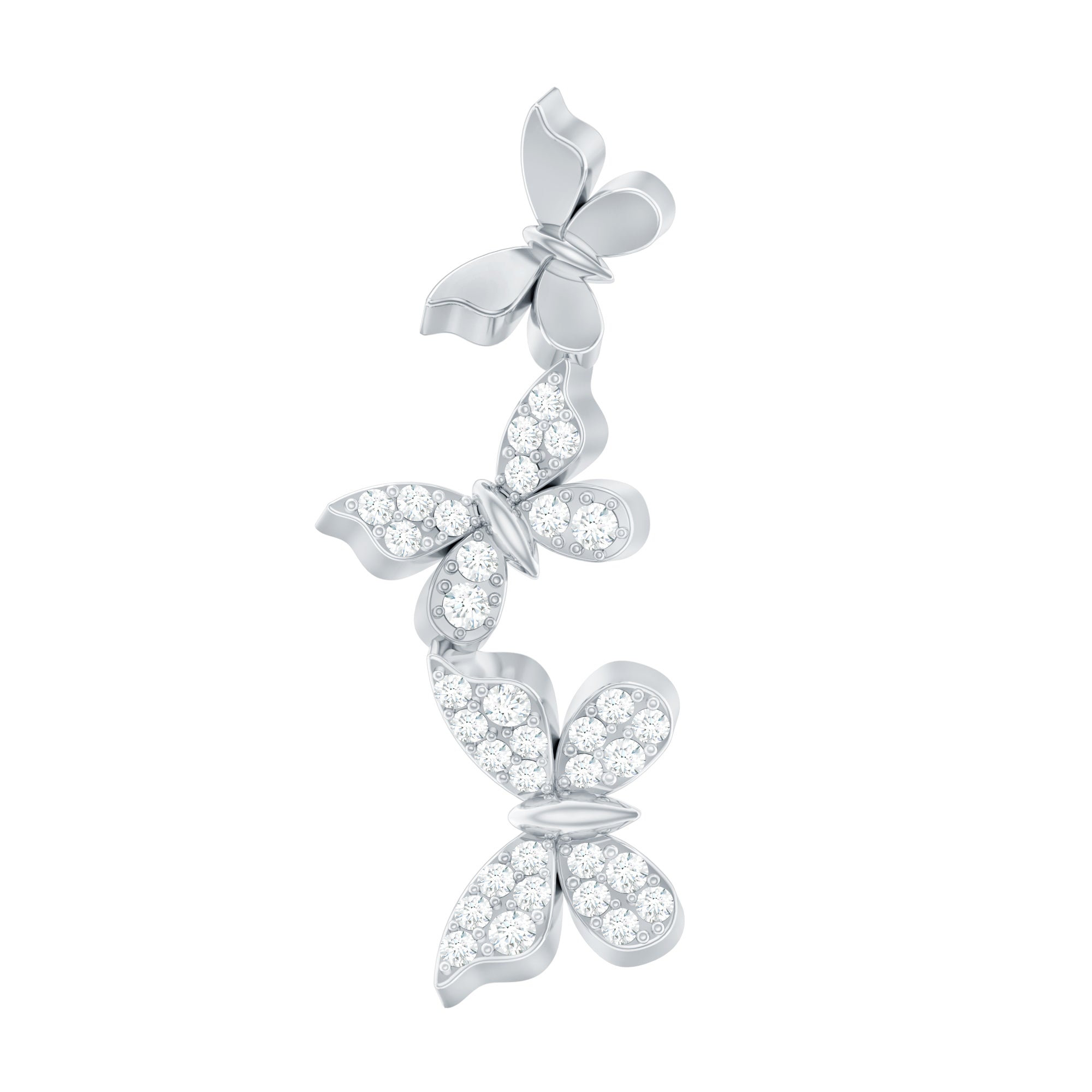 Moissanite Butterfly Climber Earring for Helix Piercing D-VS1 - Rosec Jewels