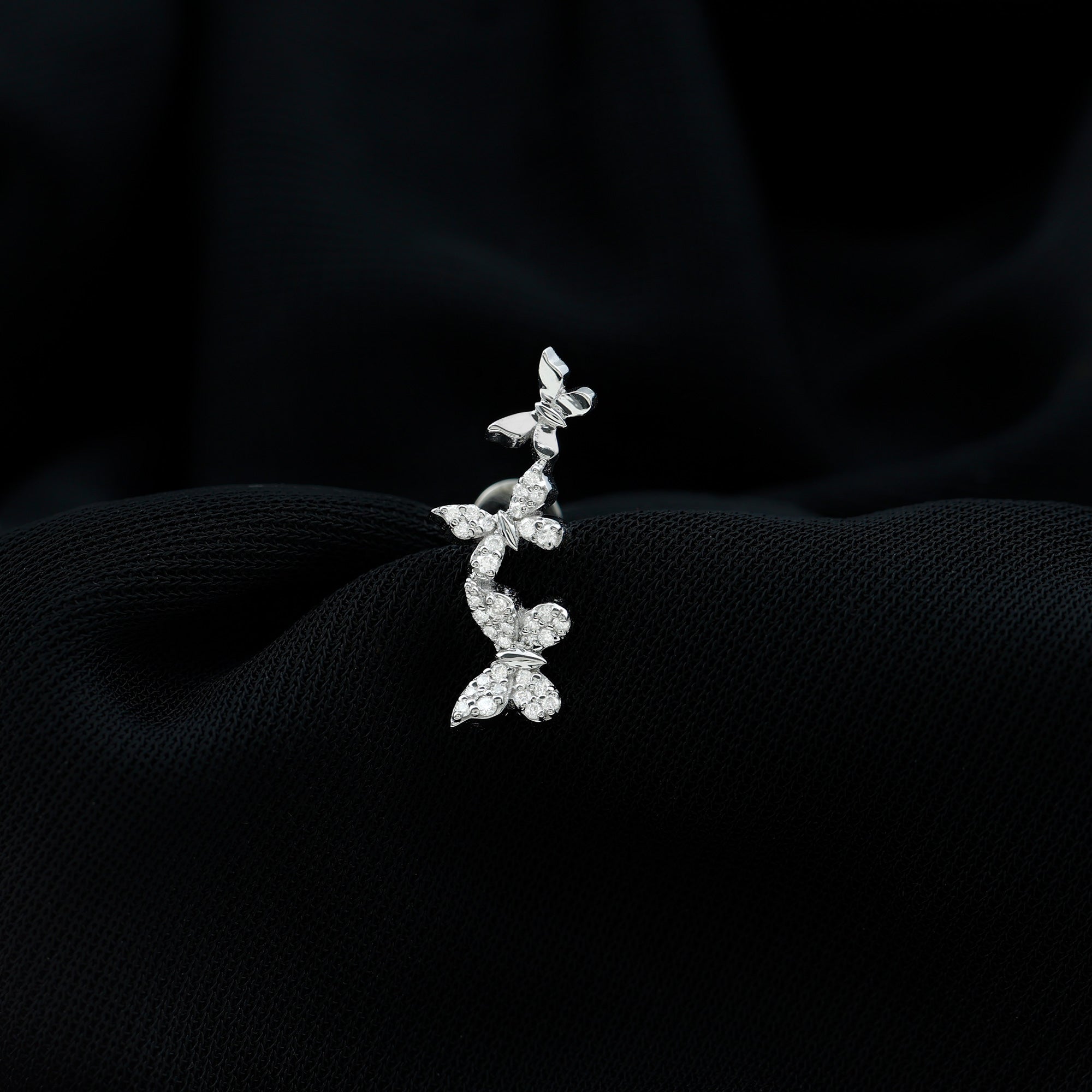 Moissanite Butterfly Climber Earring for Helix Piercing D-VS1 - Rosec Jewels