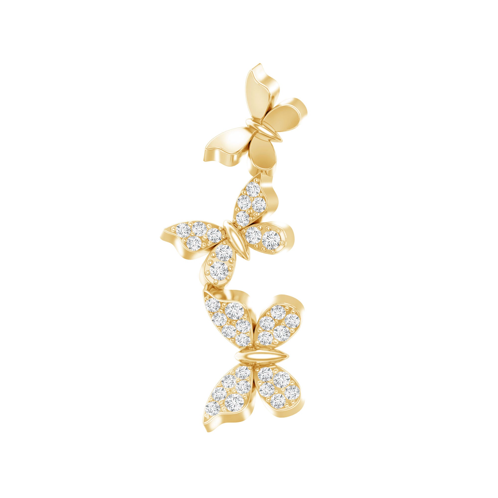 Moissanite Butterfly Climber Earring for Helix Piercing D-VS1 - Rosec Jewels