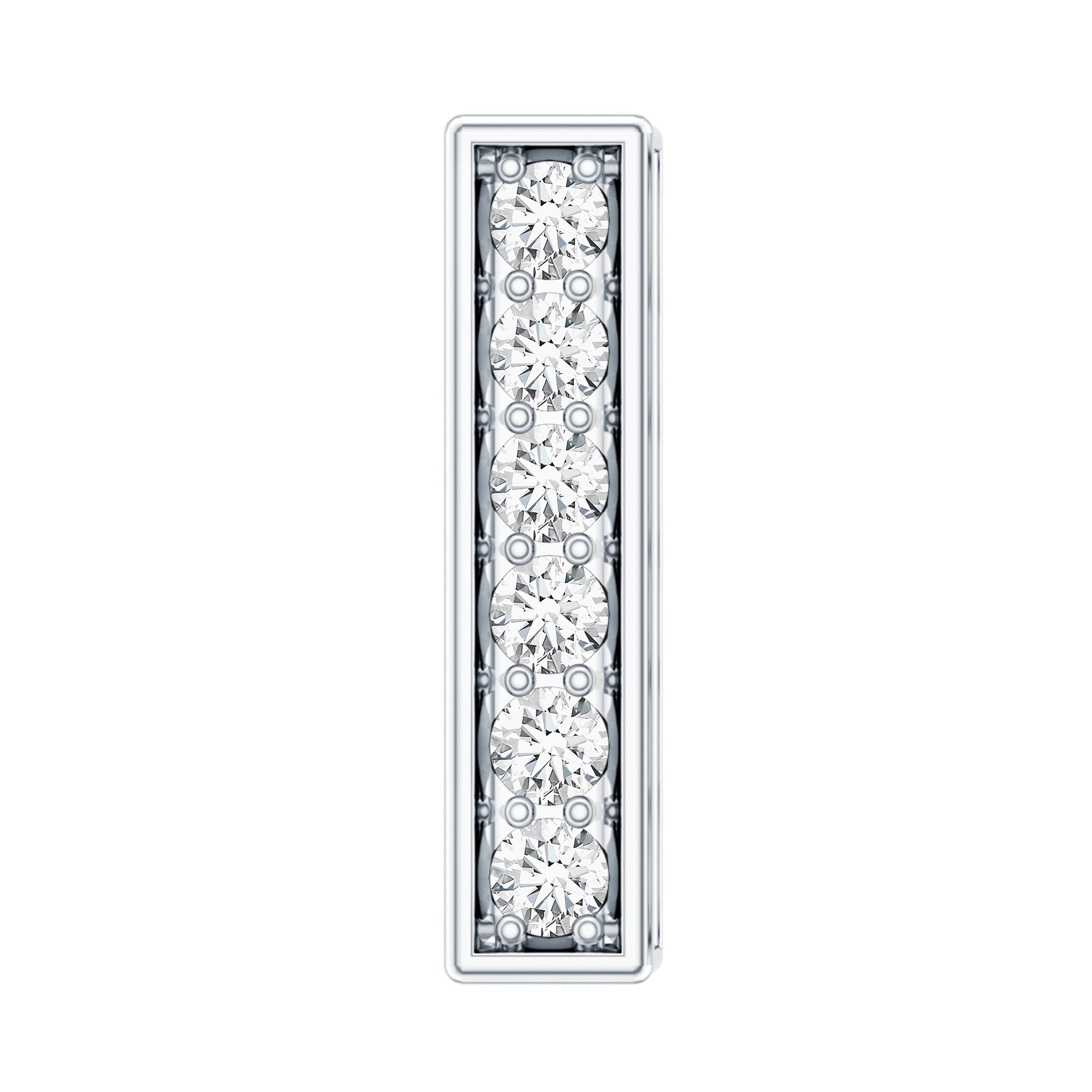 Round Moissanite Bar Earring for Cartilage Piercing D-VS1 - Rosec Jewels