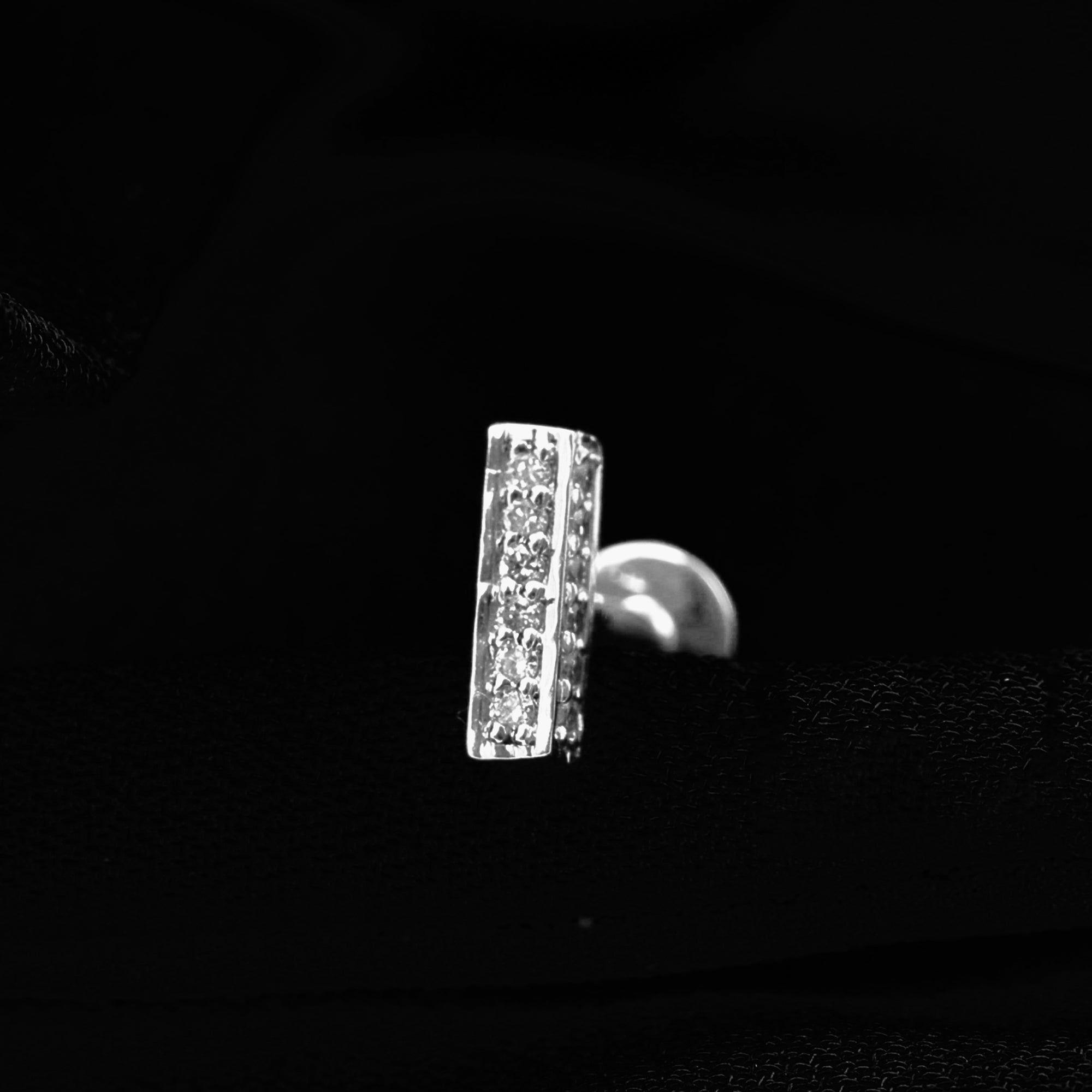 Round Moissanite Bar Earring for Cartilage Piercing D-VS1 - Rosec Jewels