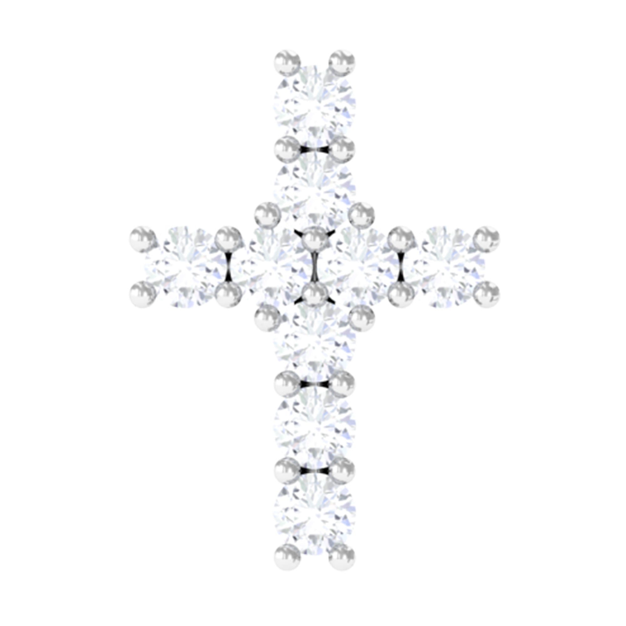 Minimalist Moissanite Cross Cartilage Earring D-VS1 - Rosec Jewels