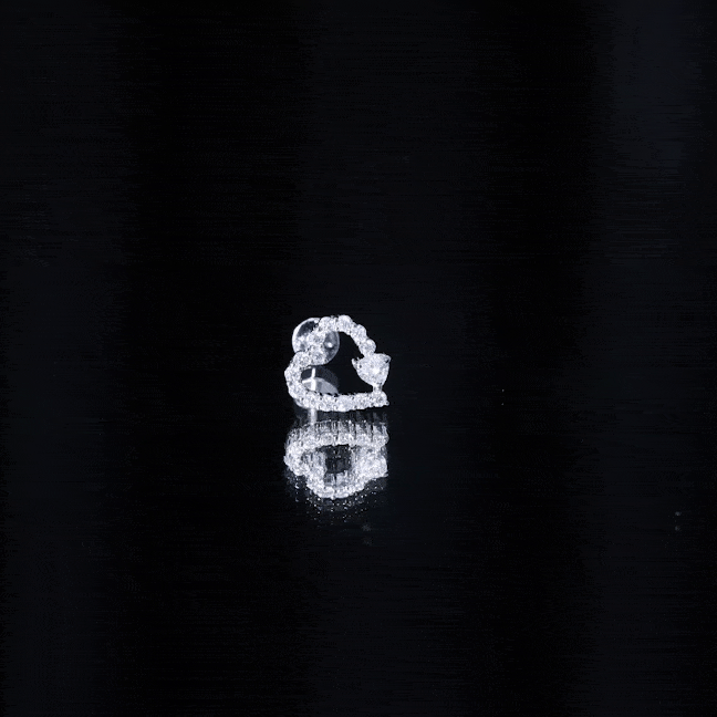 Certified Moissanite Heart Cartilage Earring D-VS1 - Rosec Jewels