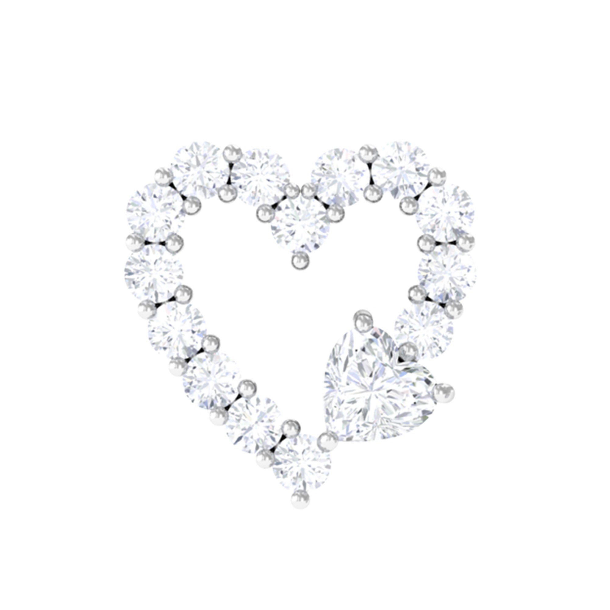 Certified Moissanite Heart Cartilage Earring D-VS1 - Rosec Jewels