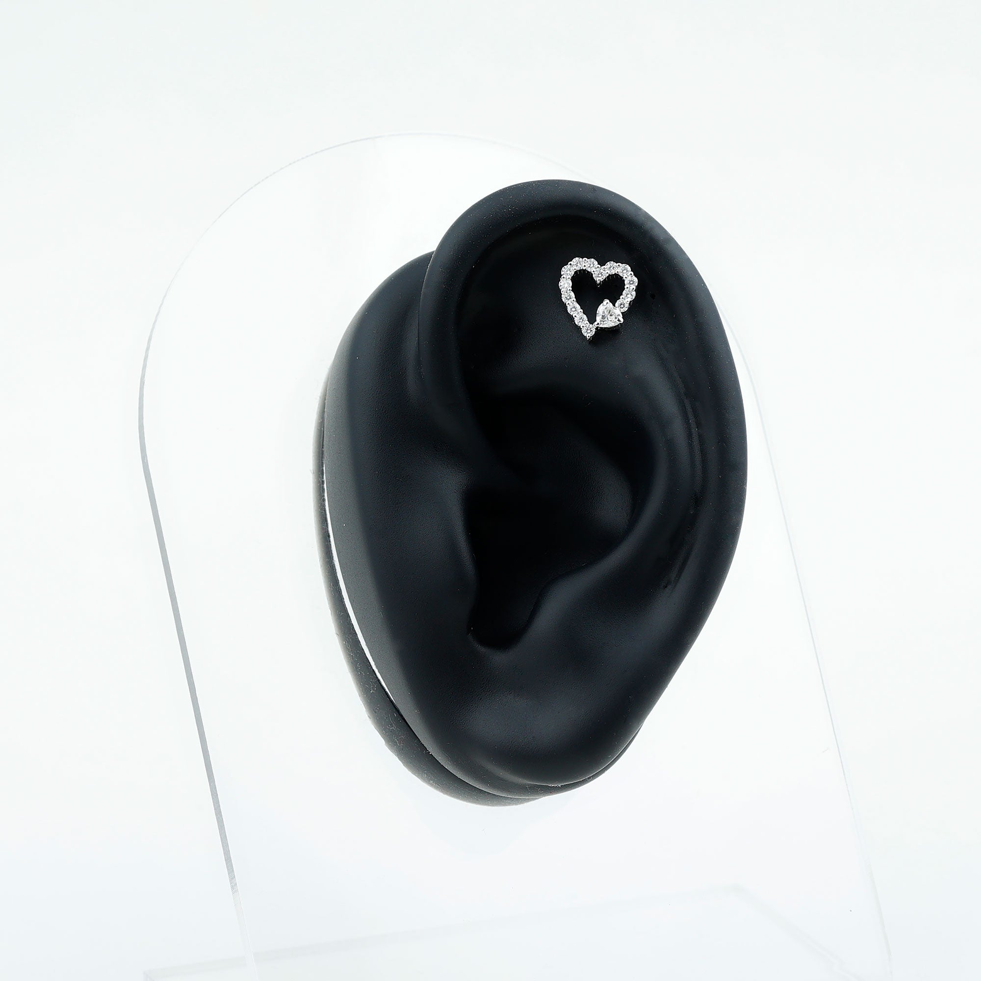 Certified Moissanite Heart Cartilage Earring D-VS1 - Rosec Jewels