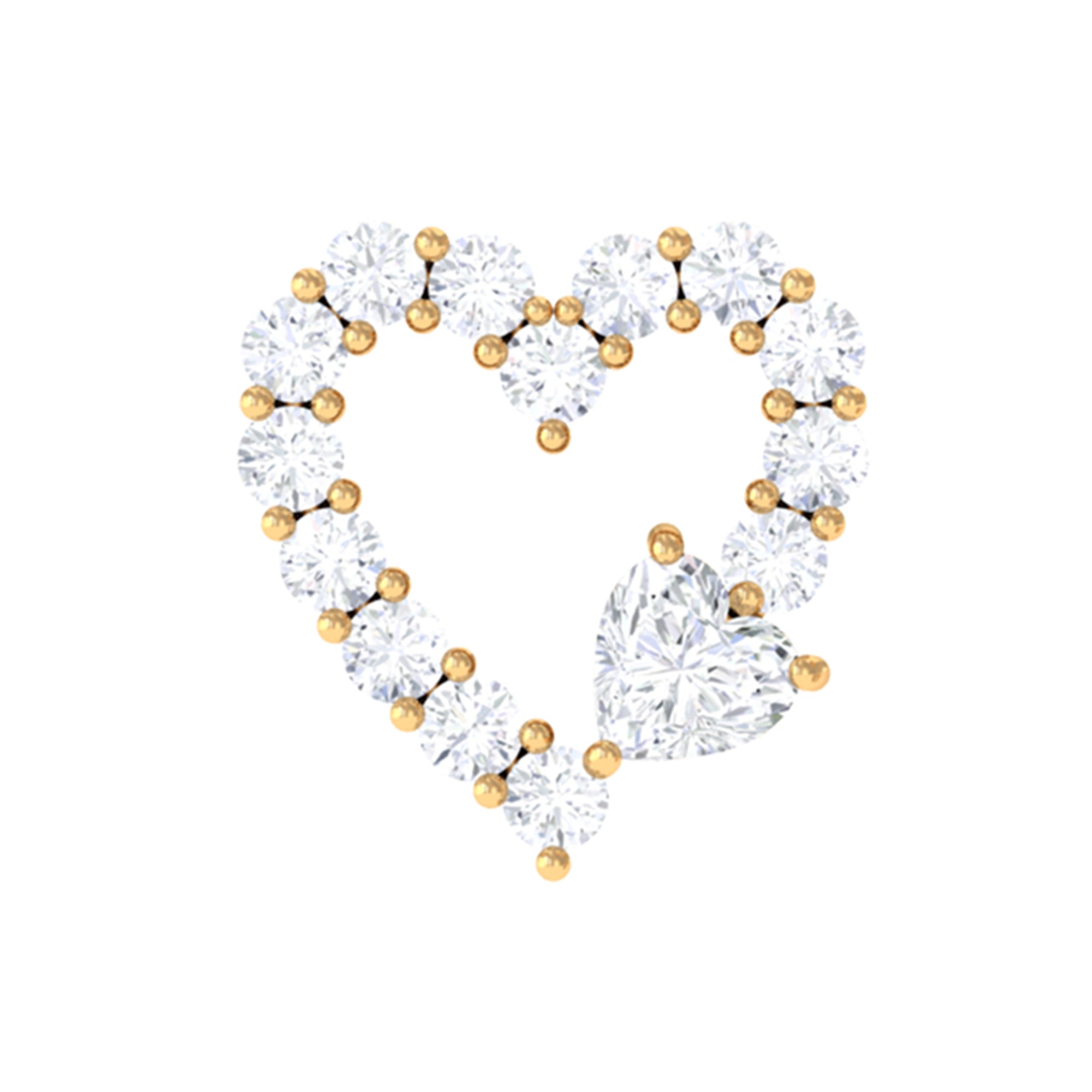 Certified Moissanite Heart Cartilage Earring D-VS1 - Rosec Jewels