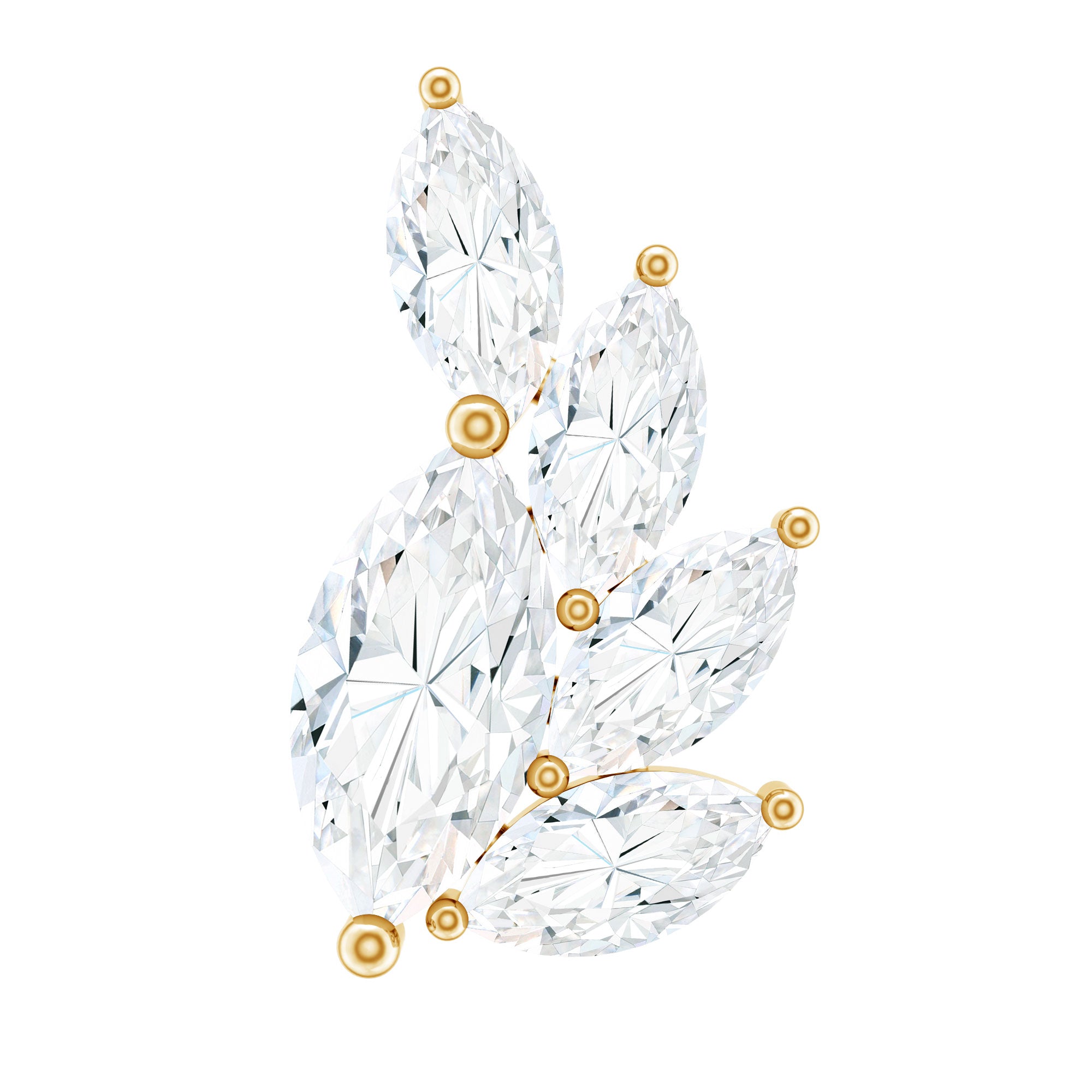 Marquise Cut Moissanite Cluster Helix Earring D-VS1 - Rosec Jewels