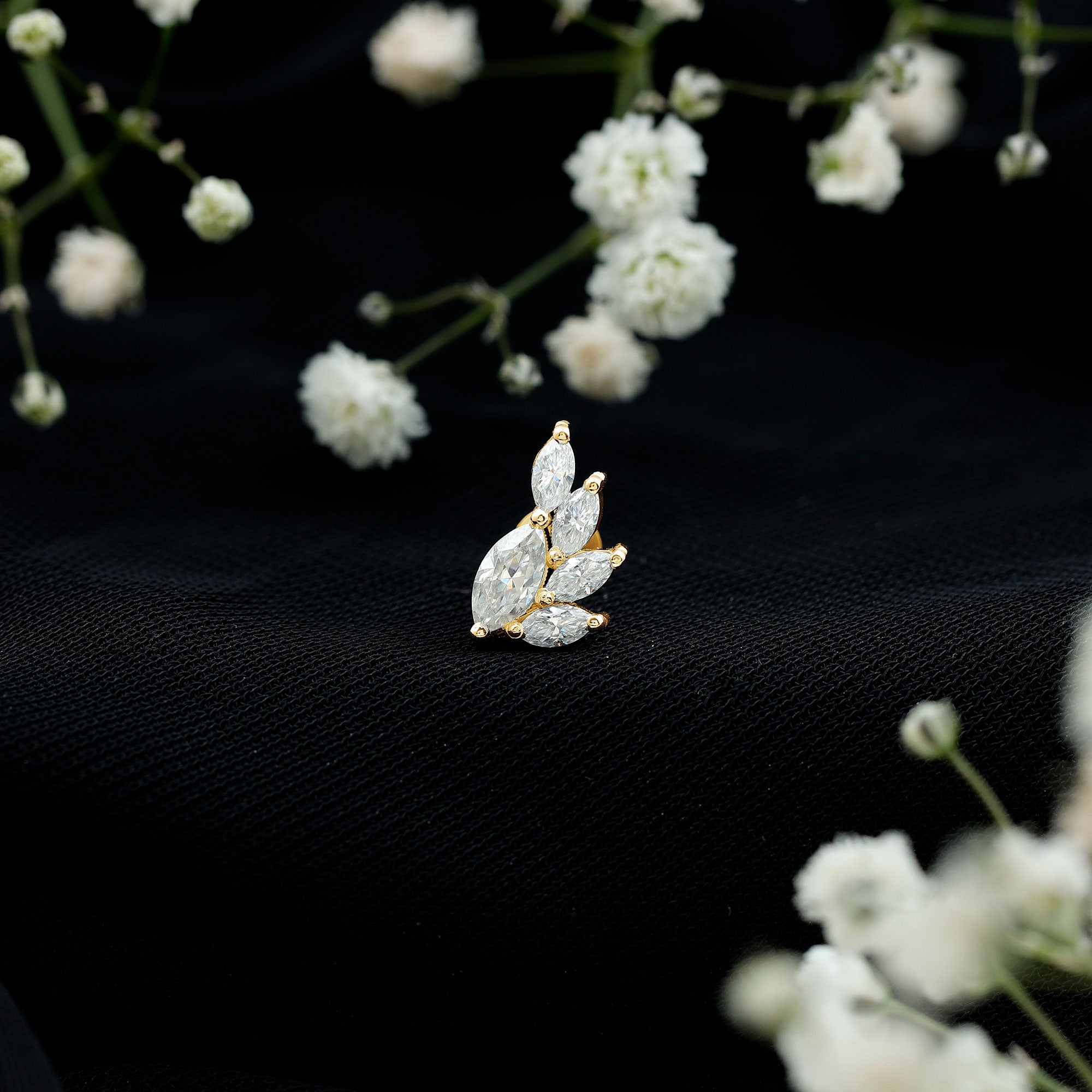 Marquise Cut Moissanite Cluster Helix Earring D-VS1 - Rosec Jewels
