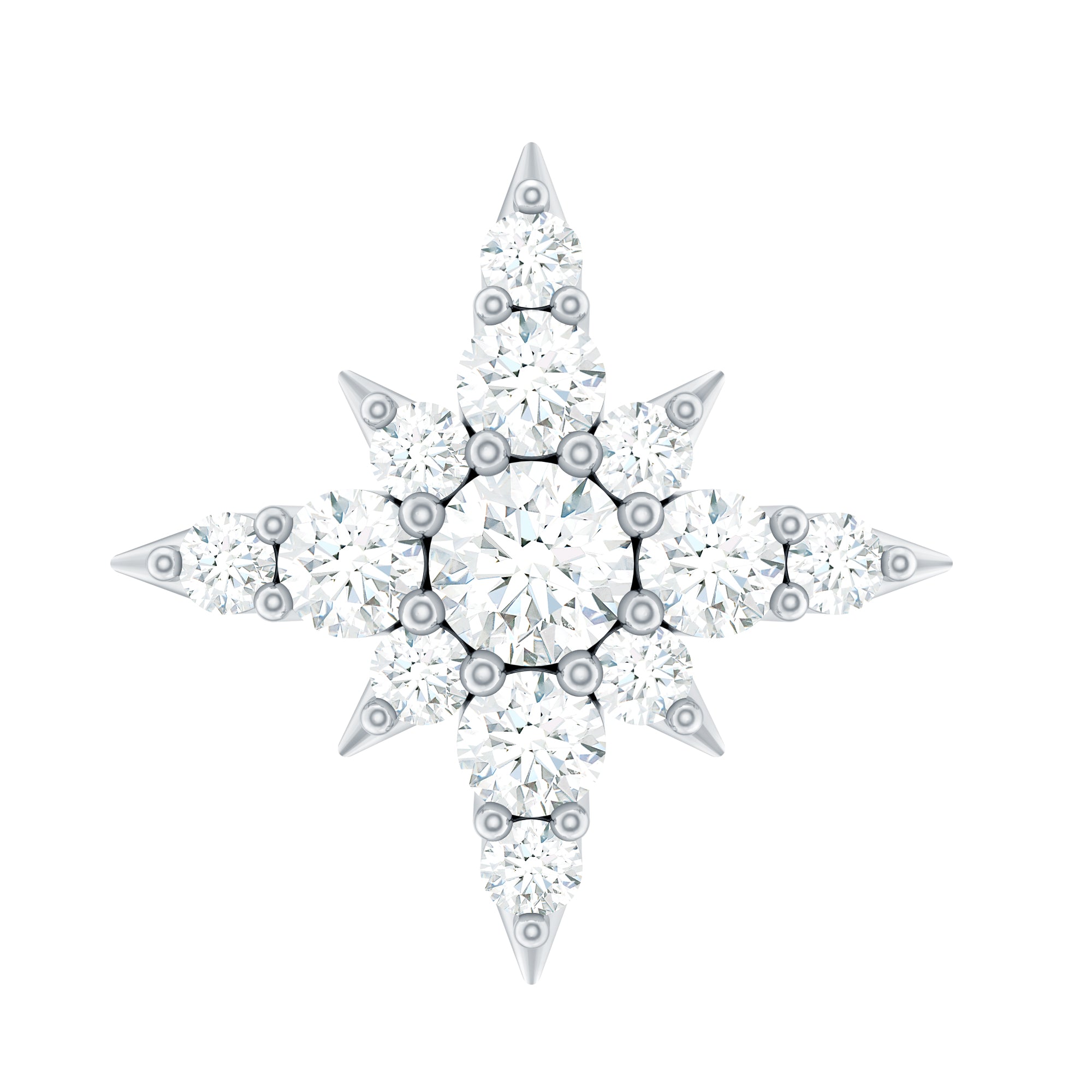 Moissanite Starburst Cartilage Earring with Flat Back D-VS1 - Rosec Jewels