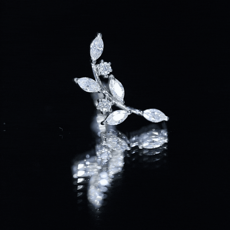Womens Marquise Diamond Leaf Crawler Earring Natural - ( HI-SI ) - Rosec Jewels