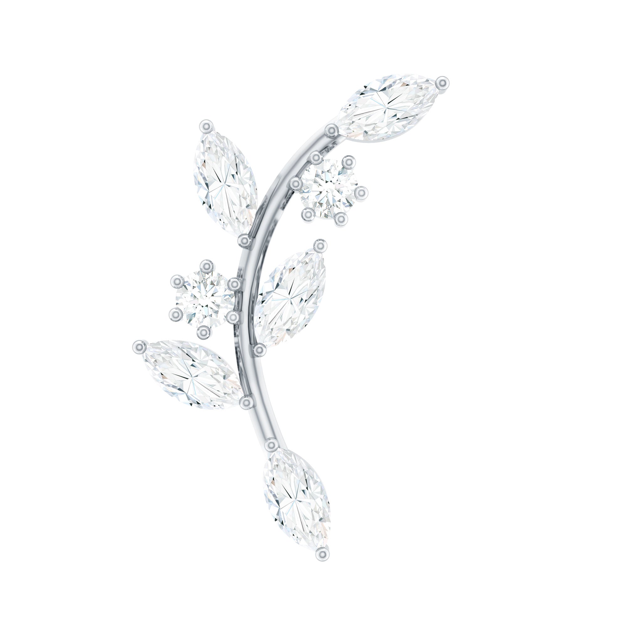 Womens Marquise Diamond Leaf Crawler Earring Natural - ( HI-SI ) - Rosec Jewels