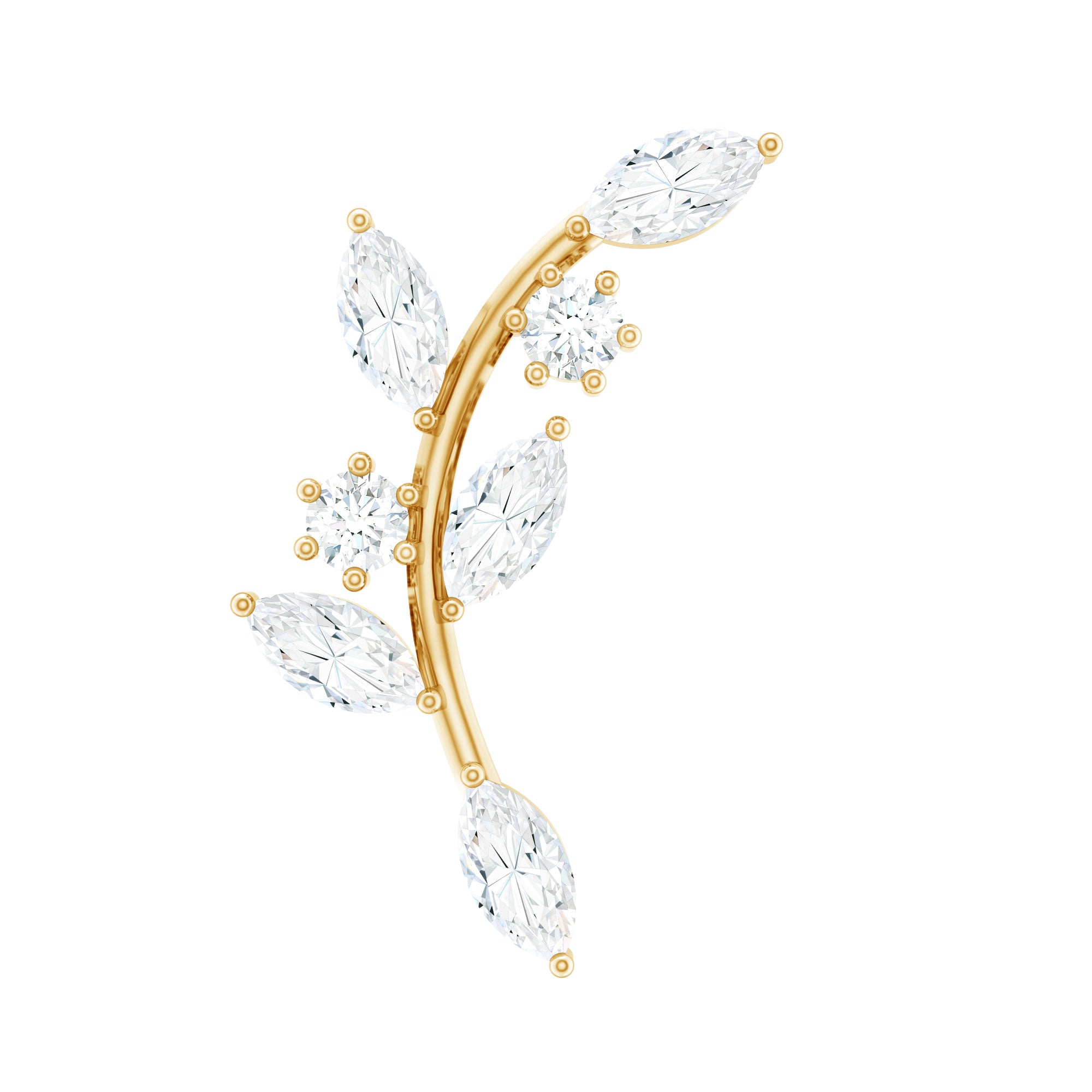 Womens Marquise Diamond Leaf Crawler Earring Natural - ( HI-SI ) - Rosec Jewels