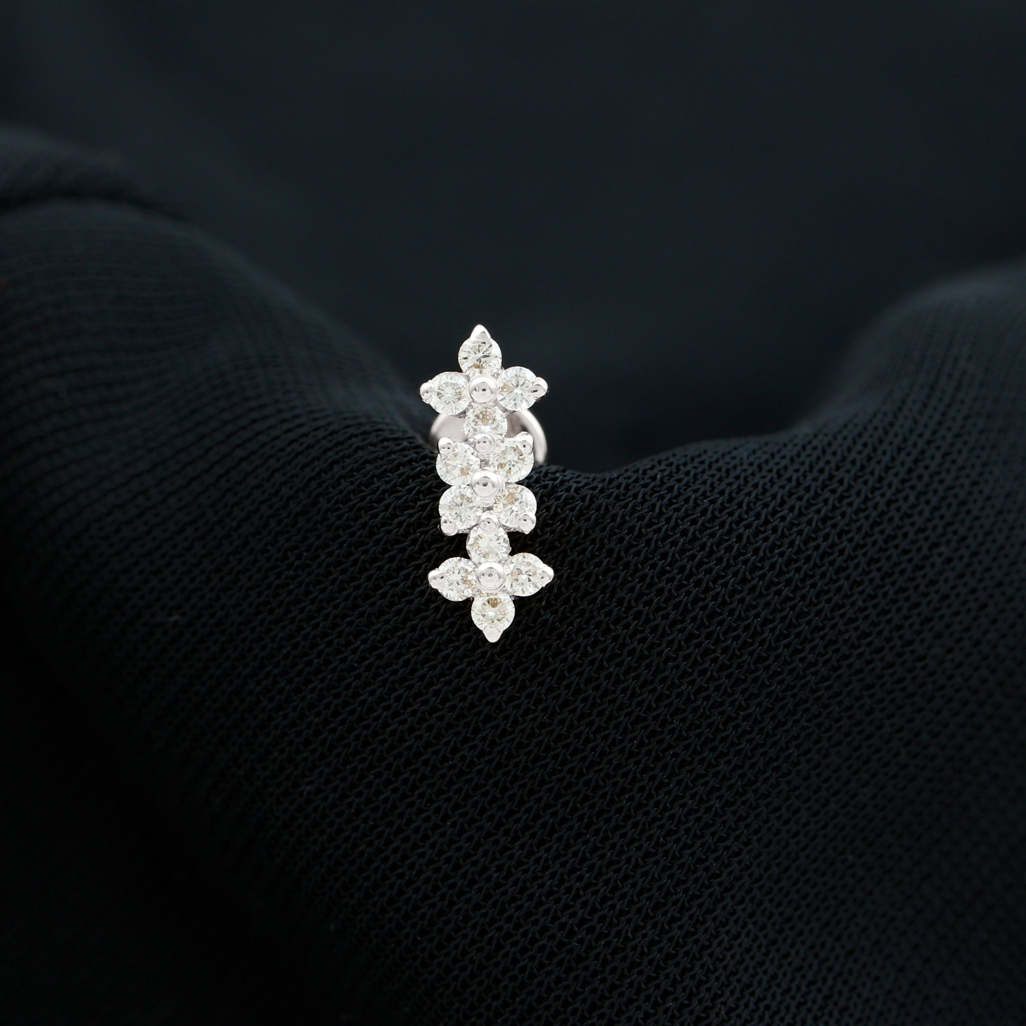 Dainty Moissanite Flower Helix Crawler Earring D-VS1 - Rosec Jewels