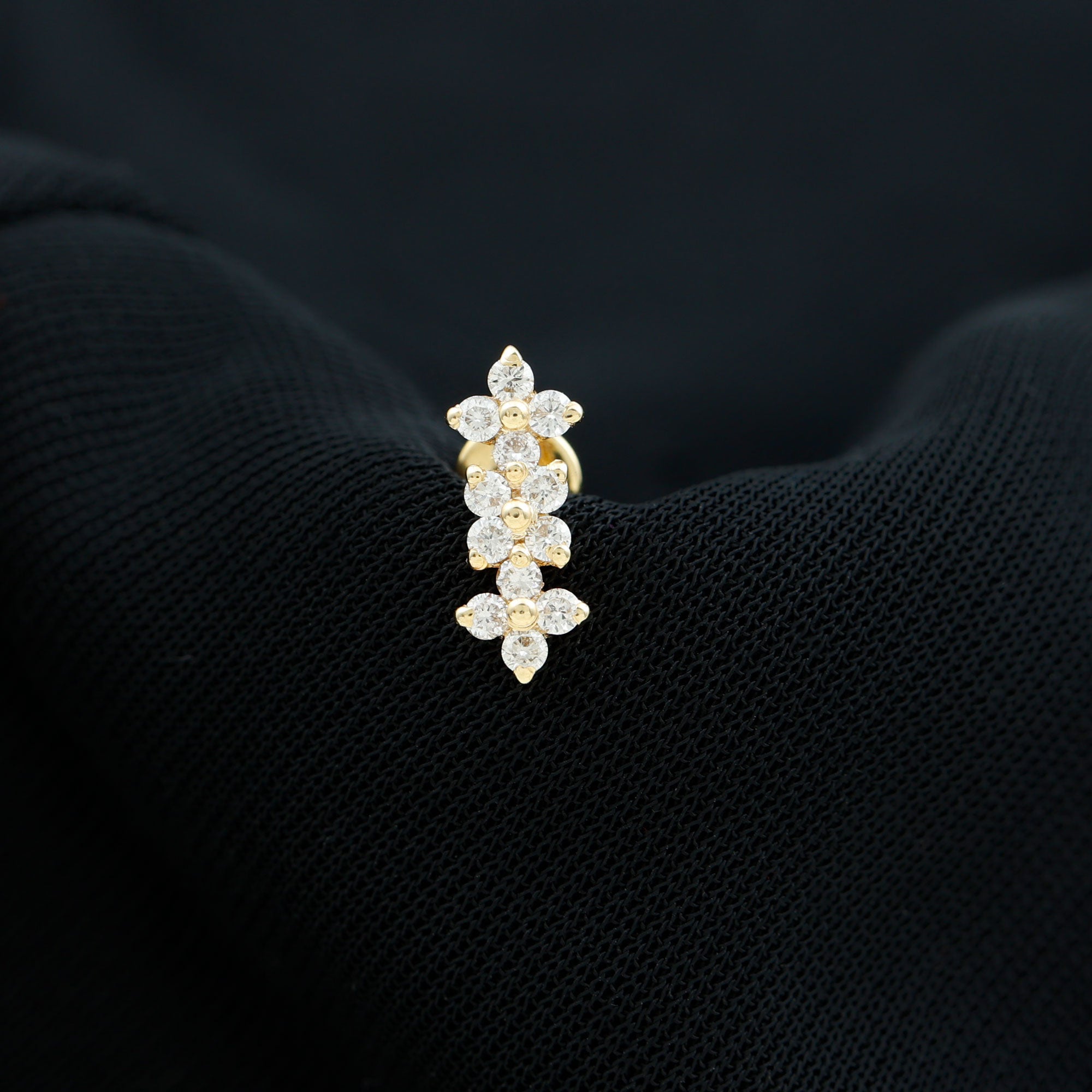 Dainty Moissanite Flower Helix Crawler Earring D-VS1 - Rosec Jewels