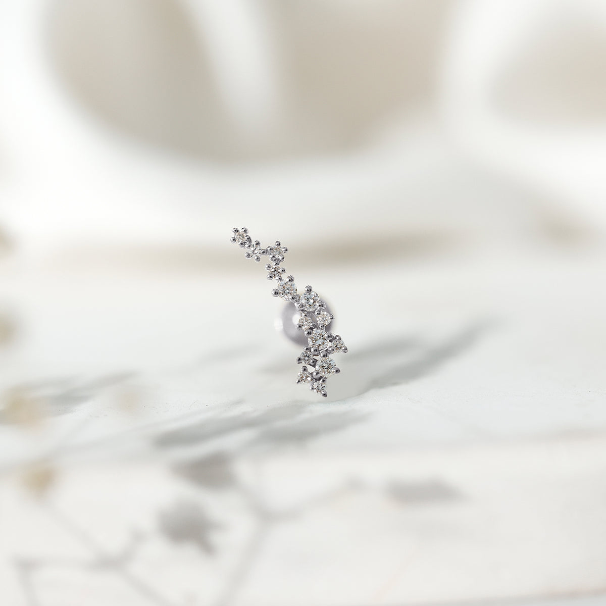 Diamond Cluster Crawler Earring for Helix Piercing Natural - ( HI-SI ) - Rosec Jewels