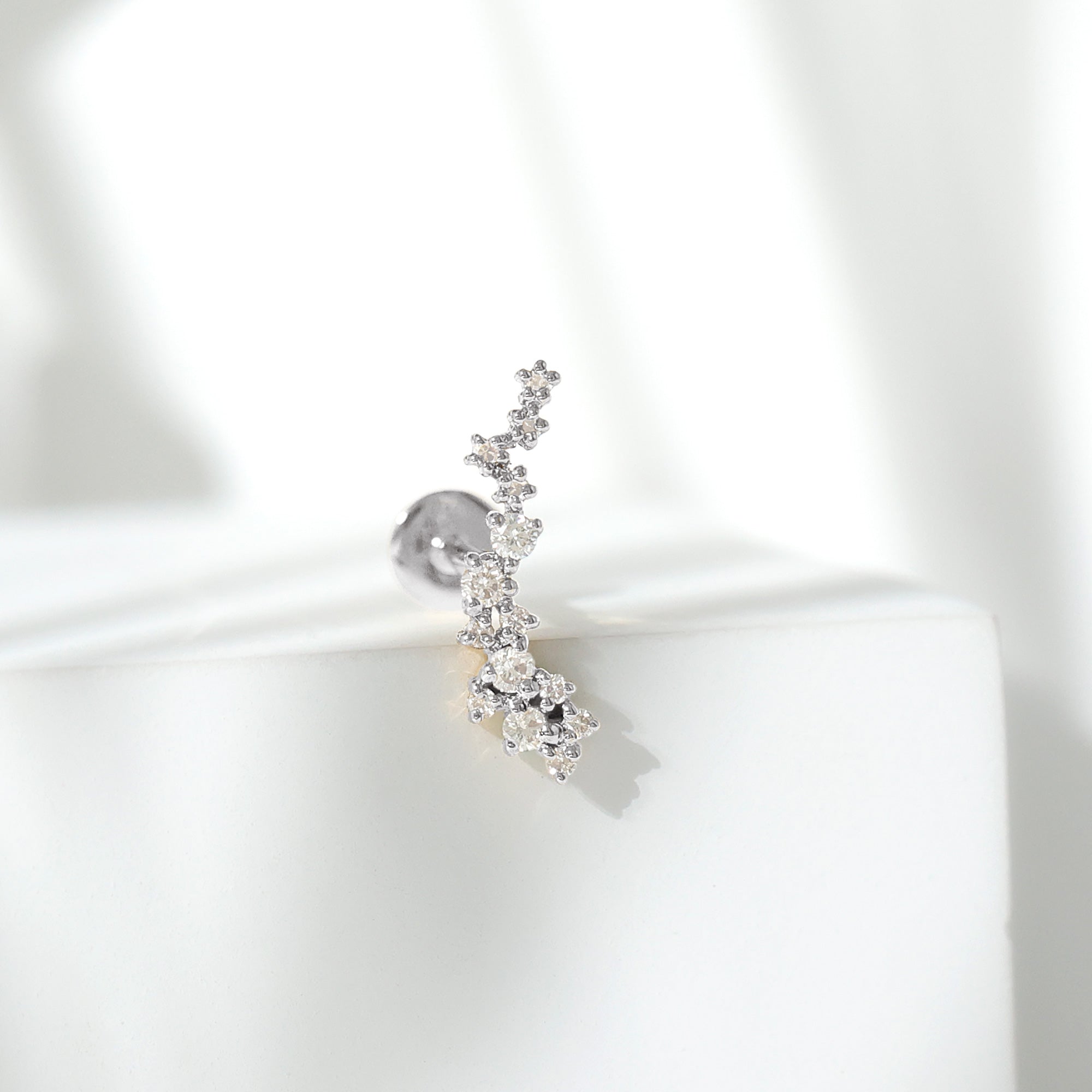 Natural Diamond Cluster Crawler Earring for Helix Piercing Natural - ( HI-SI ) - Rosec Jewels