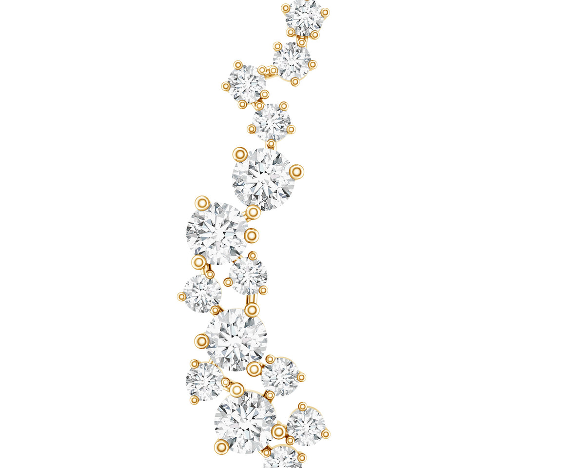 Natural Diamond Cluster Crawler Earring for Helix Piercing Natural - ( HI-SI ) - Rosec Jewels