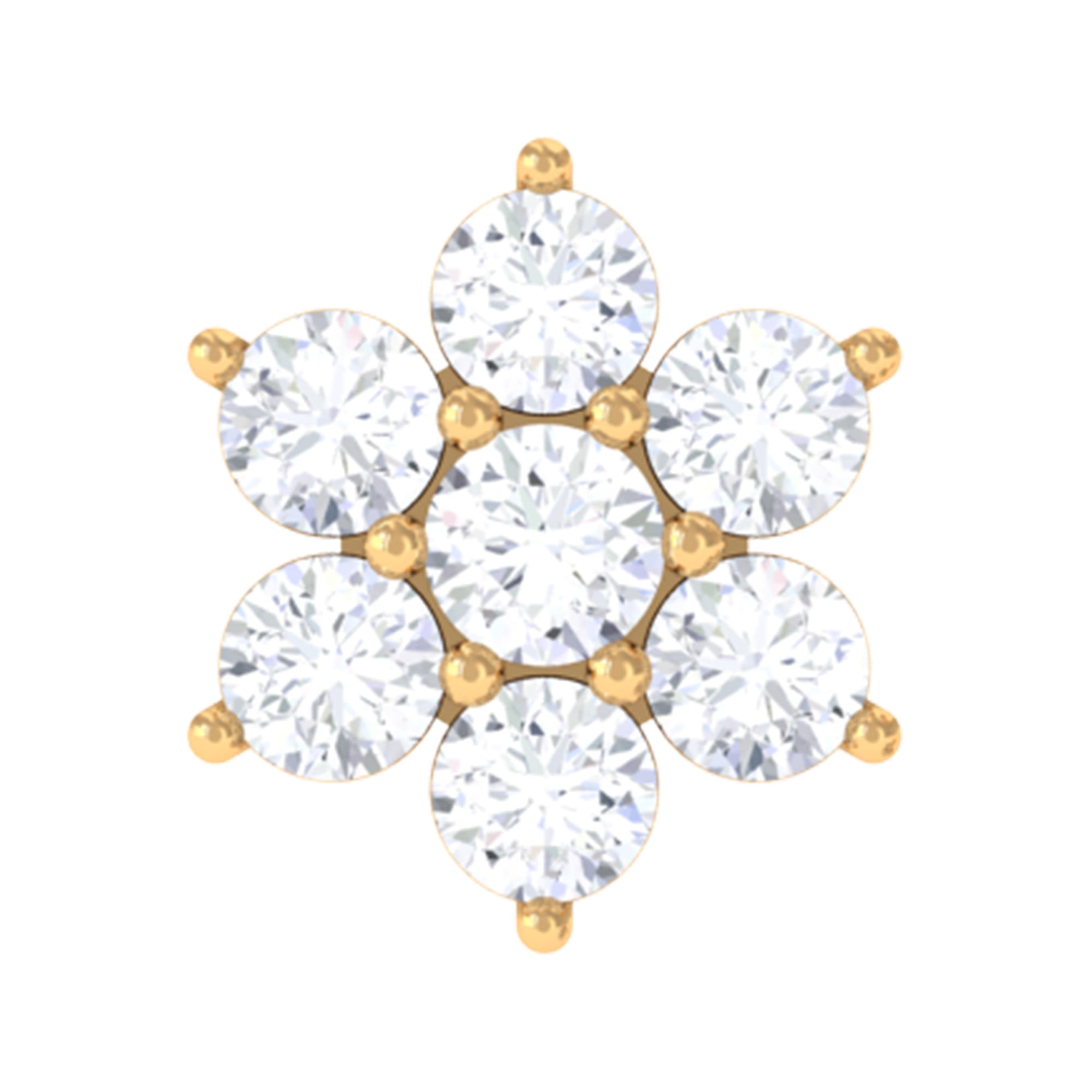 Tiny Moissanite Flower Cluster Earring for Conch Piercing D-VS1 - Rosec Jewels
