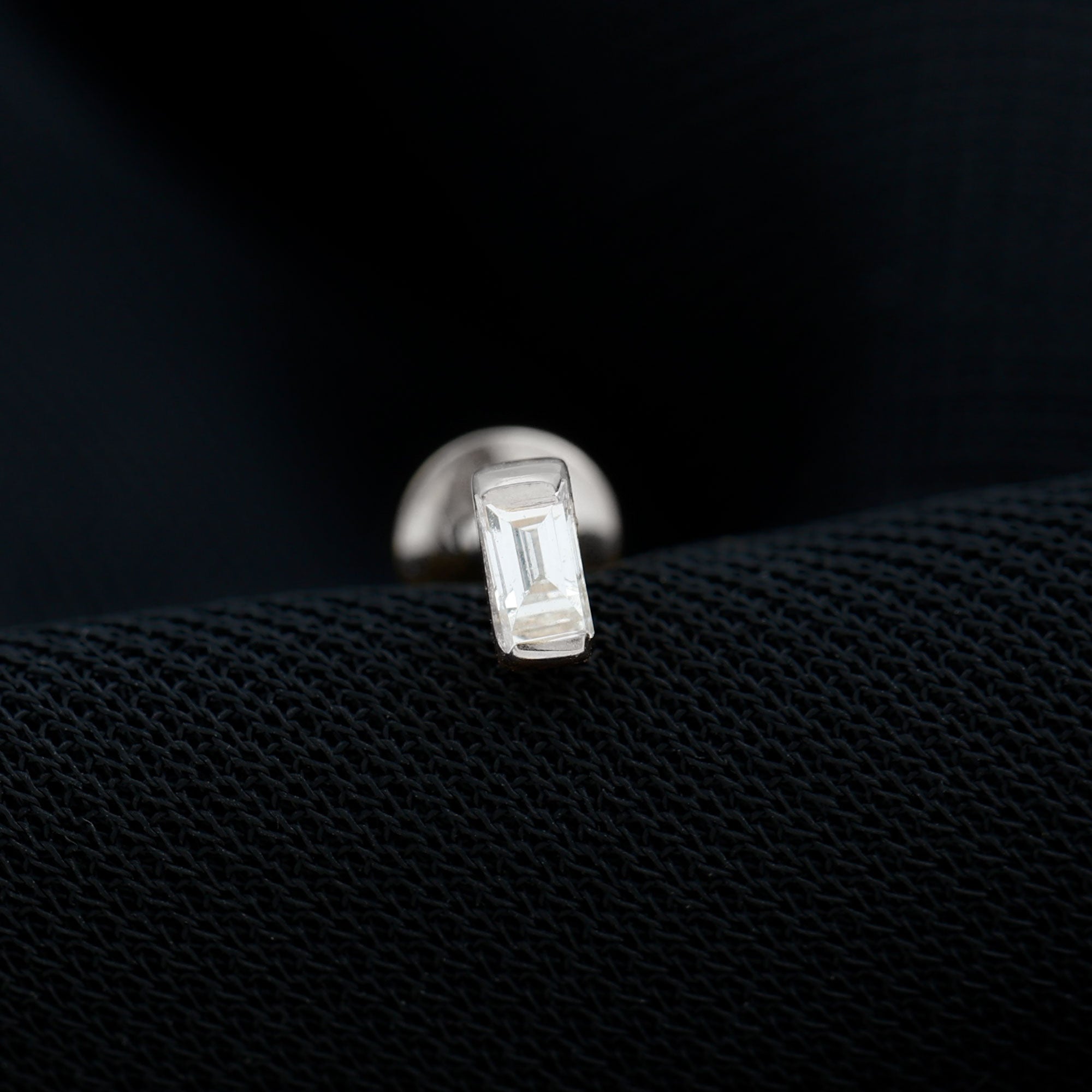 Baguette Moissanite Tragus Earring in Bar Setting D-VS1 - Rosec Jewels