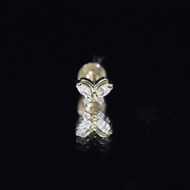 Natural Diamond Butterfly Earring for Helix Piercing Natural - ( HI-SI ) - Rosec Jewels