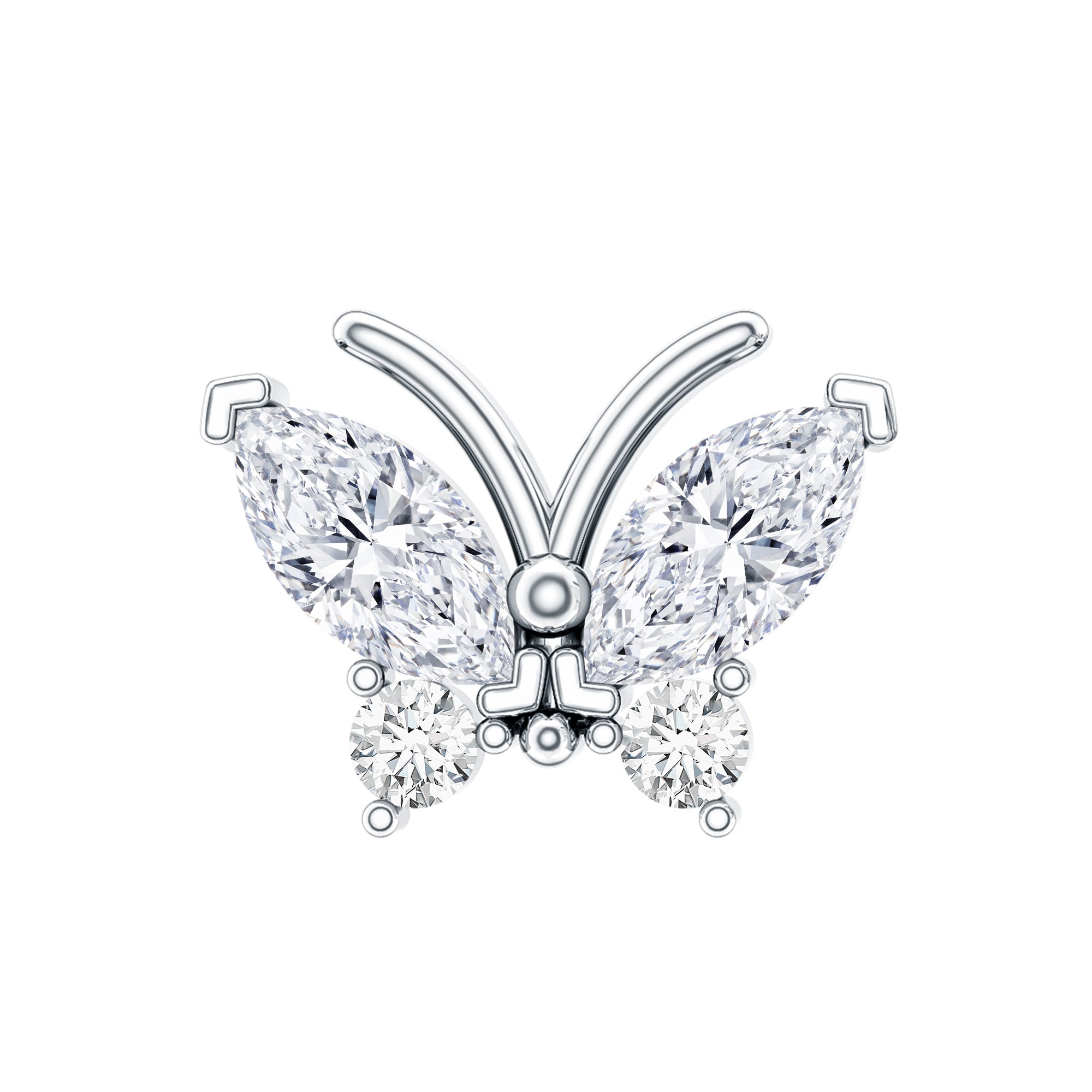 Natural Diamond Butterfly Earring for Helix Piercing Natural - ( HI-SI ) - Rosec Jewels