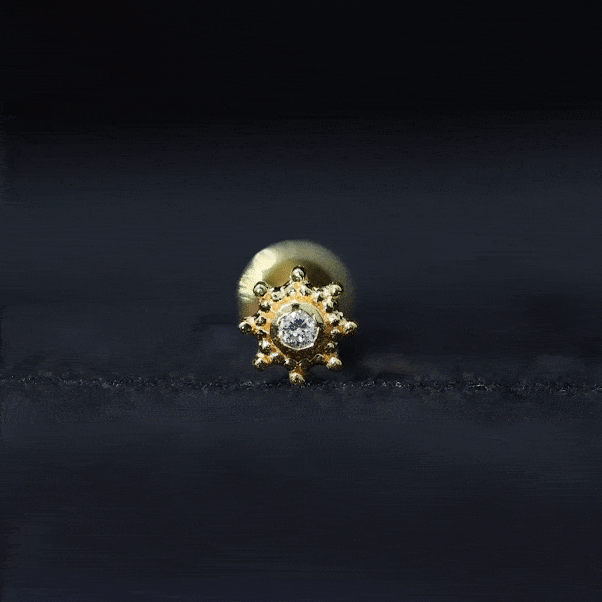 Minimal Diamond Cartilage Earring Stud with Flat Back Natural - ( HI-SI ) - Rosec Jewels