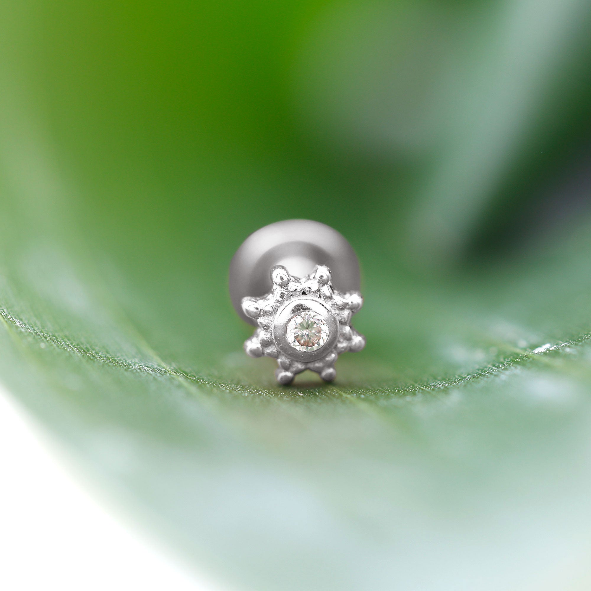 Minimal Diamond Cartilage Earring Stud with Flat Back Natural - ( HI-SI ) - Rosec Jewels