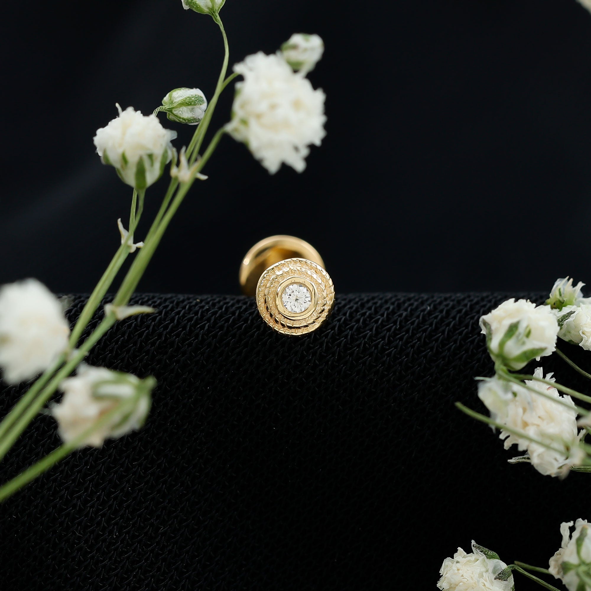 Minimal Diamond Conch Earring in Bezel Setting Natural - ( HI-SI ) - Rosec Jewels