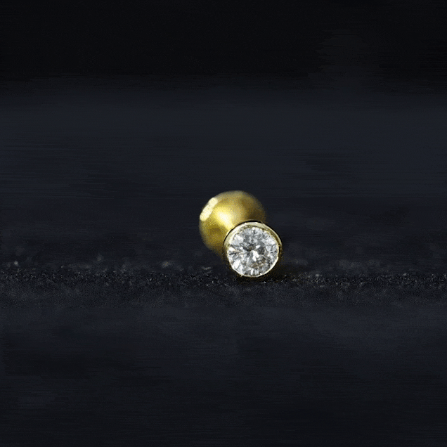 Bezel Set Diamond Cartilage Earring with Flat Back Natural - ( HI-SI ) - Rosec Jewels