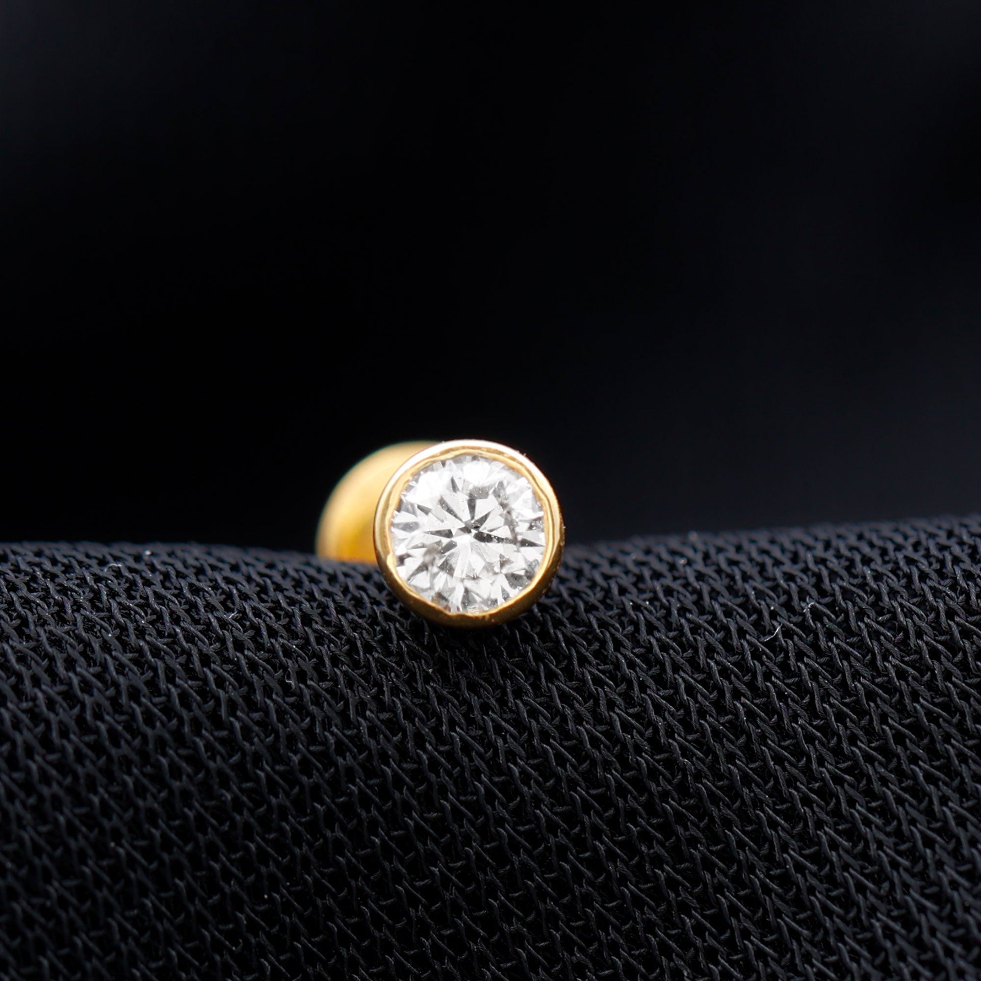 Bezel Set Diamond Cartilage Earring with Flat Back Natural - ( HI-SI ) - Rosec Jewels