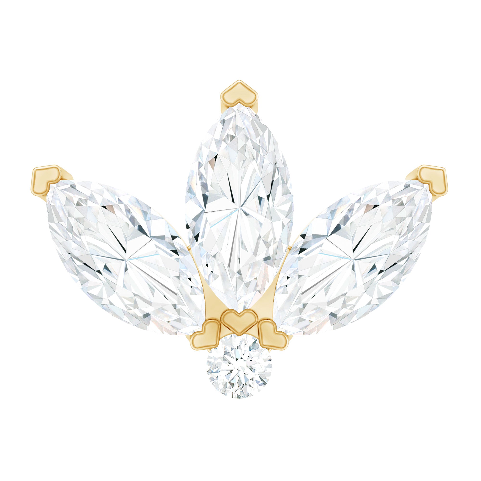 Marquise Moissanite Gold Lotus Flower Helix Earring