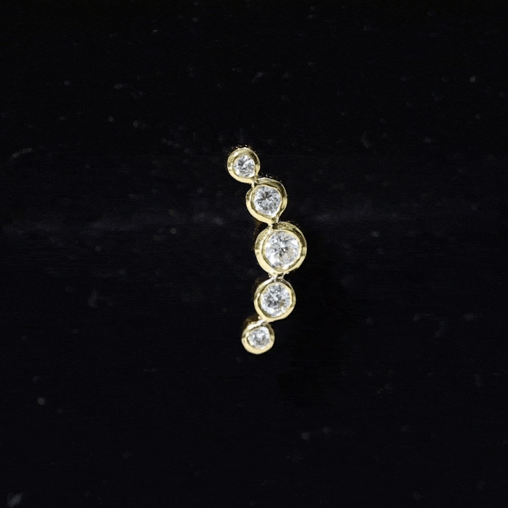 Bezel Set Moissanite Curved Helix Earring in Graduated Style D-VS1 - Rosec Jewels