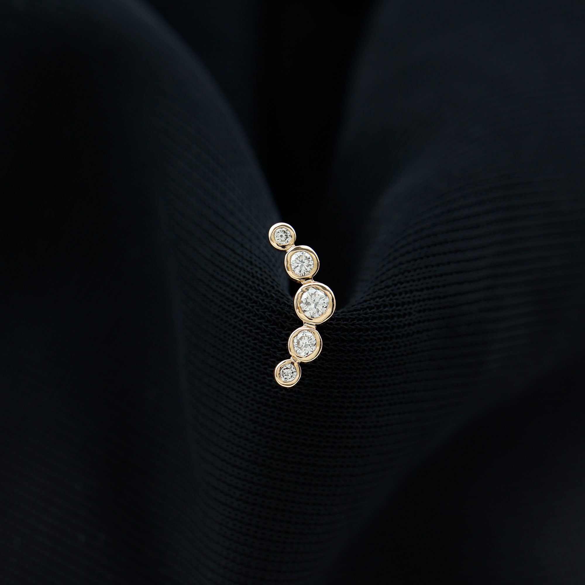 Bezel Set Moissanite Curved Helix Earring in Graduated Style D-VS1 - Rosec Jewels
