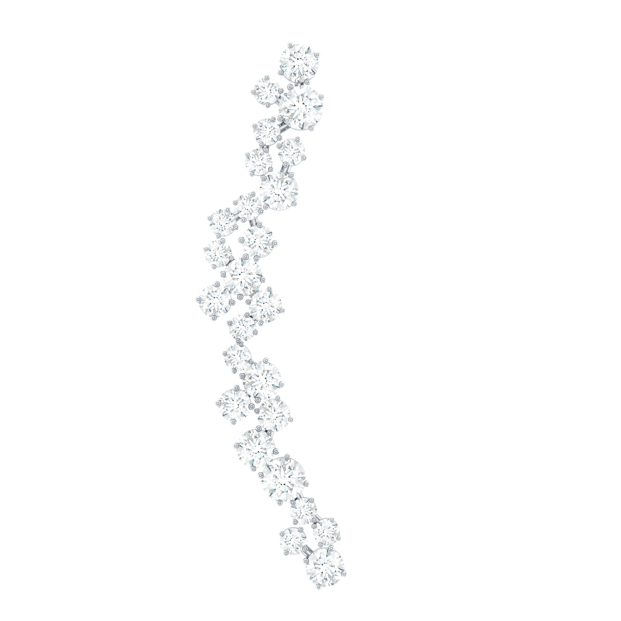 Certified Round Moissanite Cluster Climber Earring D-VS1 - Rosec Jewels