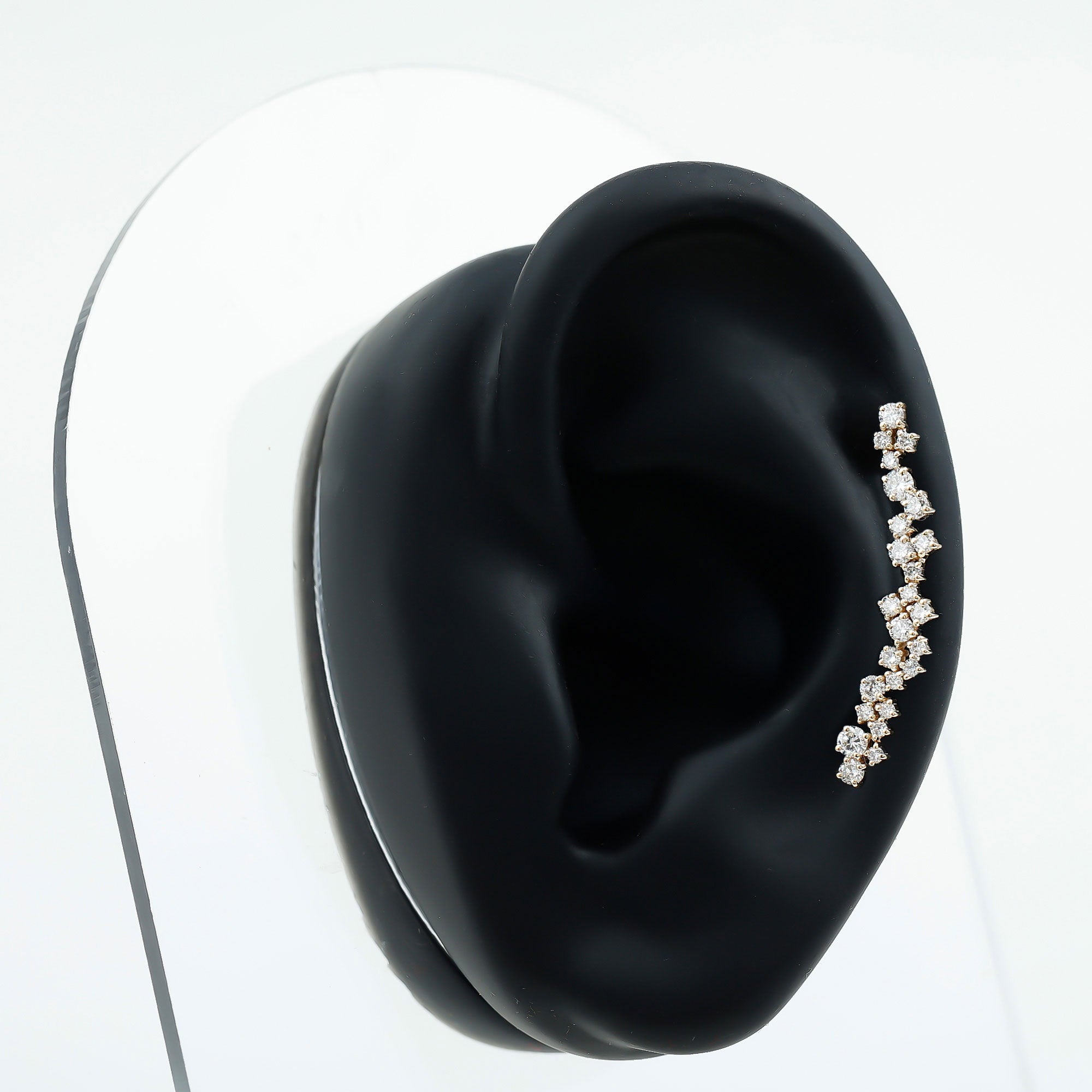 Certified Round Moissanite Cluster Climber Earring D-VS1 - Rosec Jewels